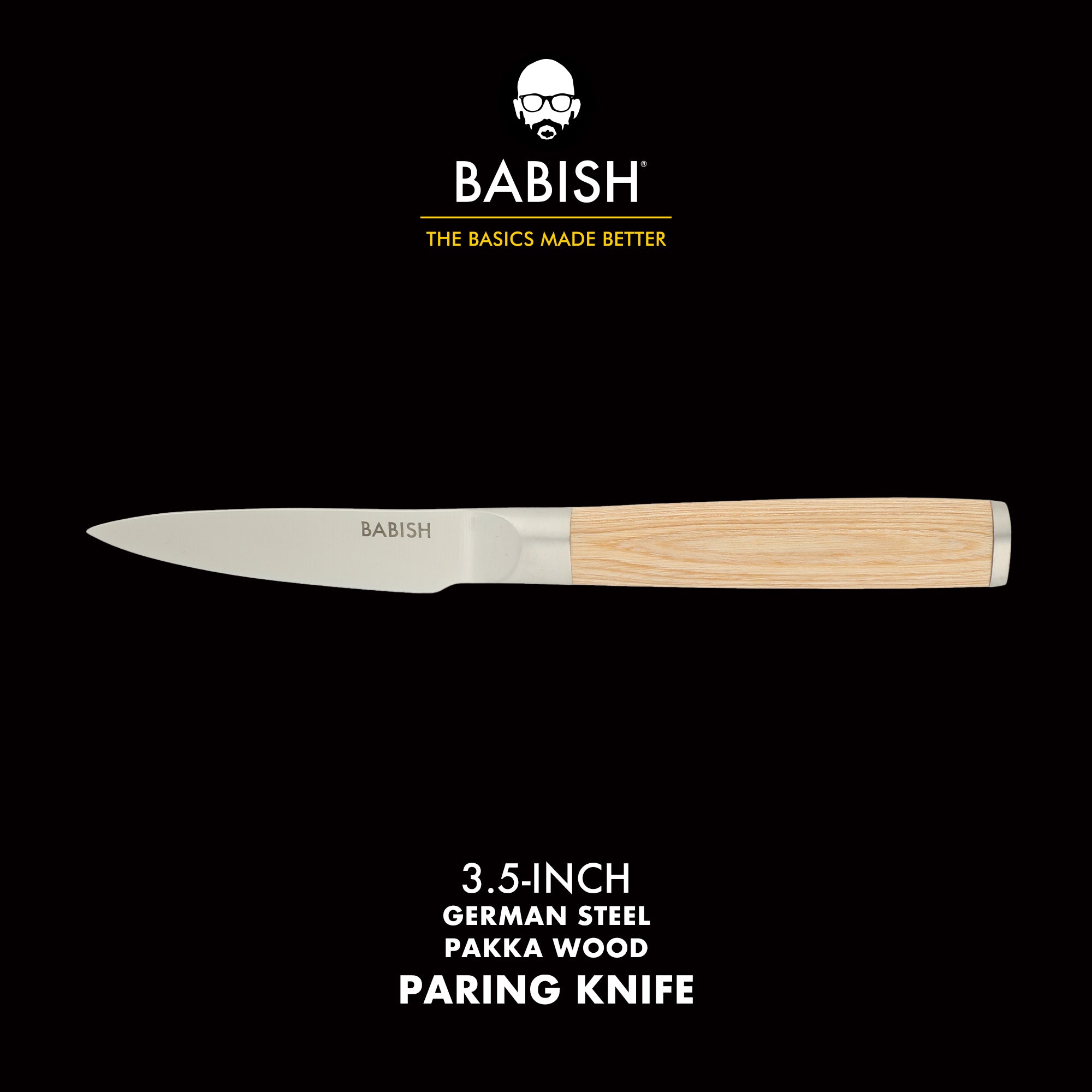 Babish 1.4116 German Stainless Steel Paring Knife with Pakka Wood Handle – 3.5-Inch Precision Kitchen Knife for Peeling, Trimming & Prep Work, Full-Tang Blade - Image 2