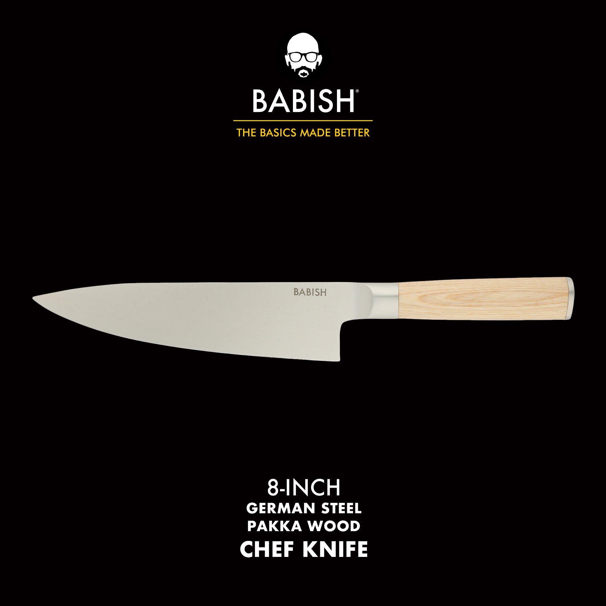 Babish 8-Inch Chef Knife – High-Carbon 1.4116 German Steel Kitchen Knife with Pakka Wood Handle, Full-Tang Razor Sharp Chef’s Blade for Chopping, Slicing, Dicing & Everyday Prep - Image 2