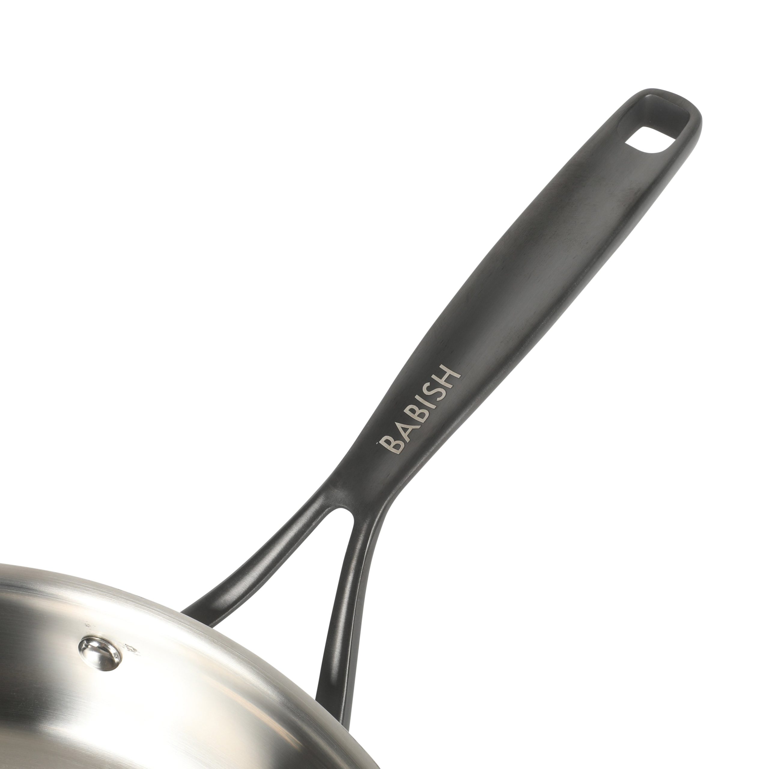 Babish 12-Inch Tri-Ply Stainless Steel Frying Pan with Lid & Black Handle – Professional Grade Skillet for Searing, Sautéing & Even Heat Cooking - Image 7