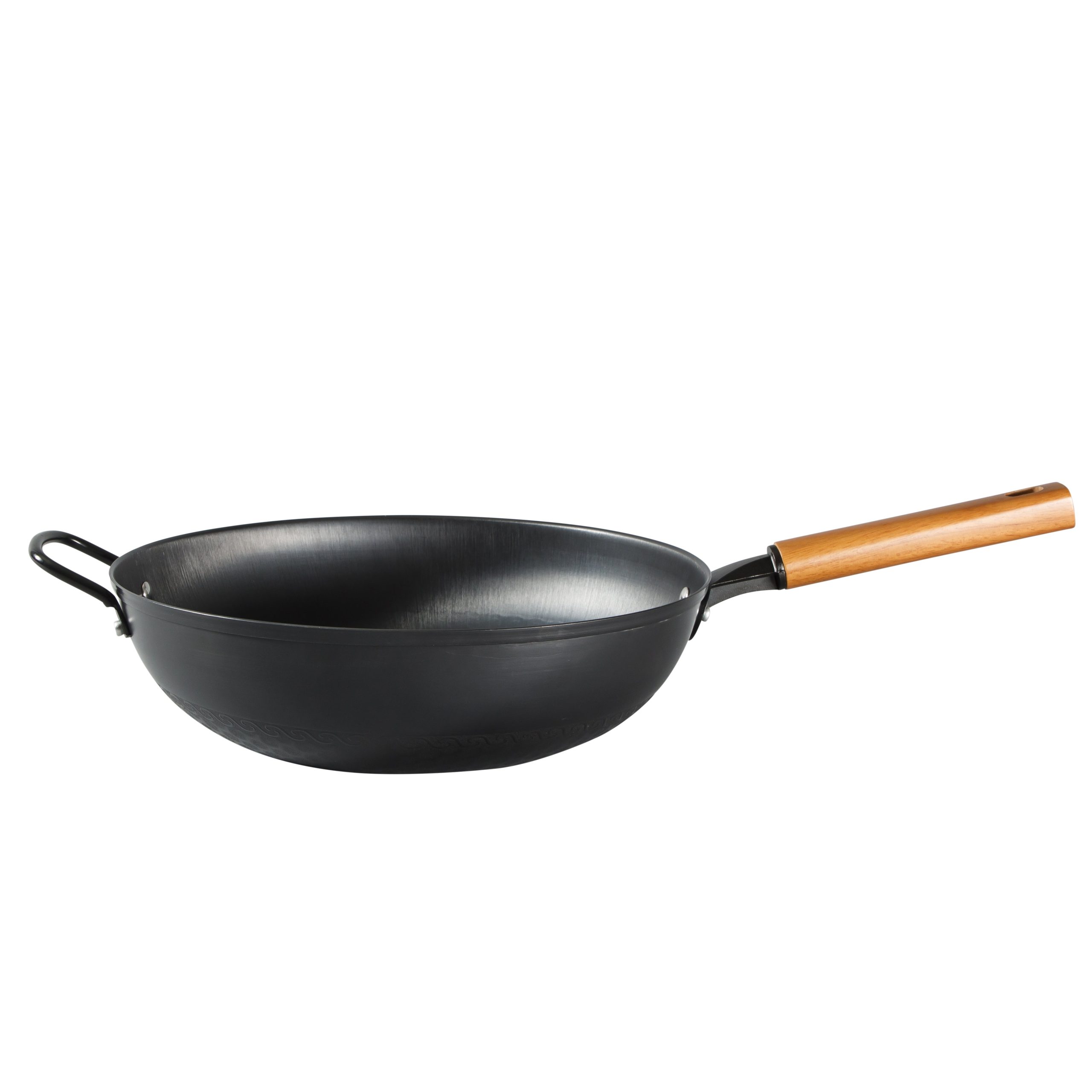 Oster Dunwood 3 Piece Carbon Steel Wok, 13.8” PFAS-Free Stir Fry Pan with Wooden Spatulas, High Heat, Oven & Stovetop Safe - Image 5
