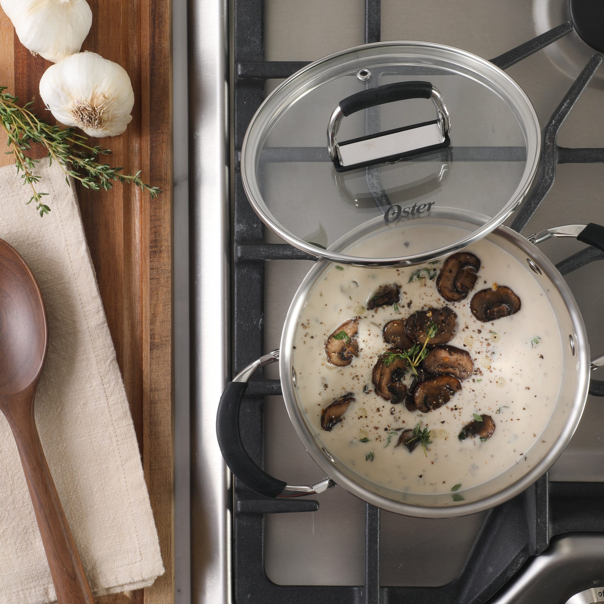Oster Platinum Silverbolt 6 Piece Stackable Space-Saving Dutch Oven Sauce Pan Cookware Set - Image 3