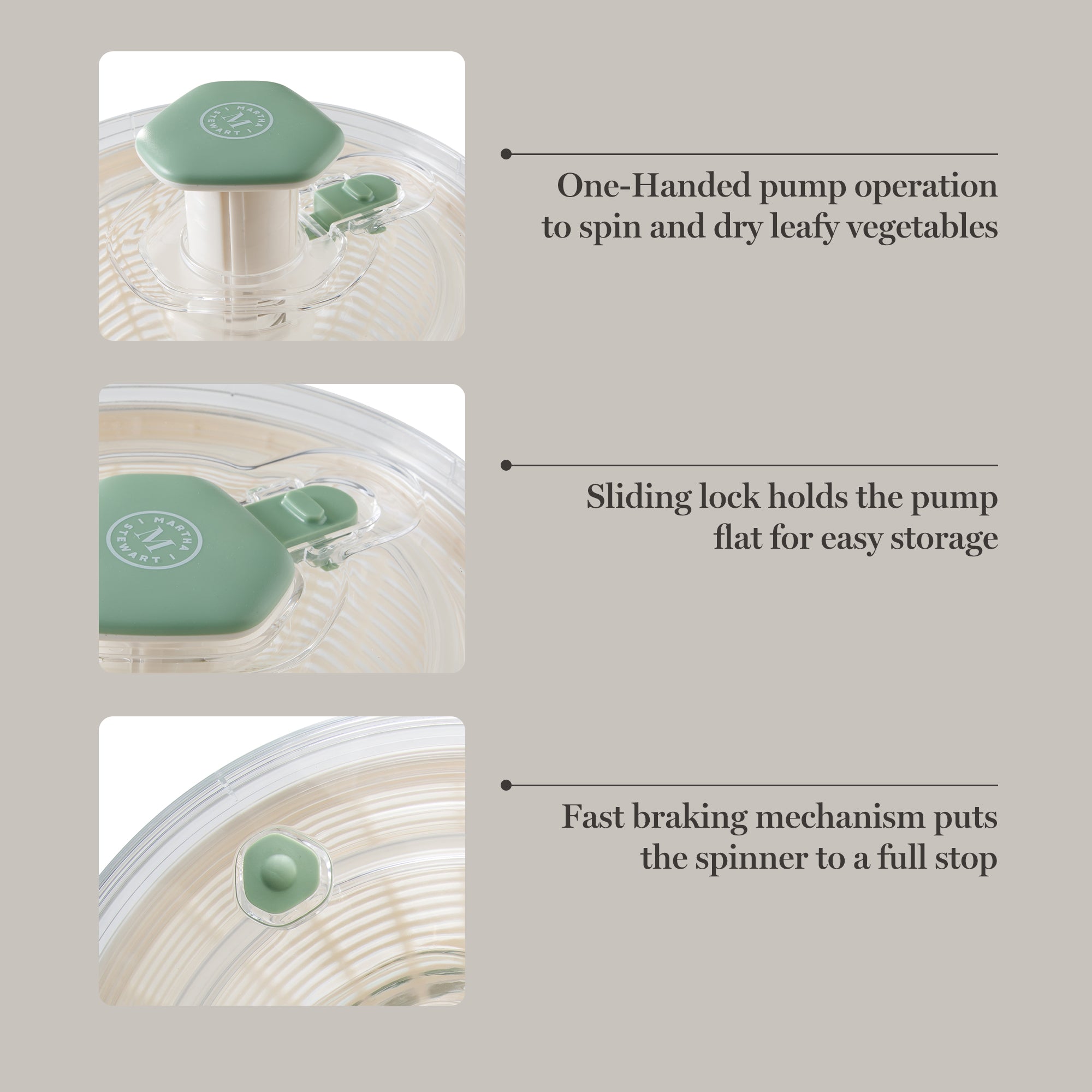 Martha Stewart Gulfwind 6.3 Qt Salad Spinner, Fruit Washer, Fruit Washing Bowl with Strainer, Vegetable Cleaner, Salad Cleaner, Lettuce Washer - Image 4