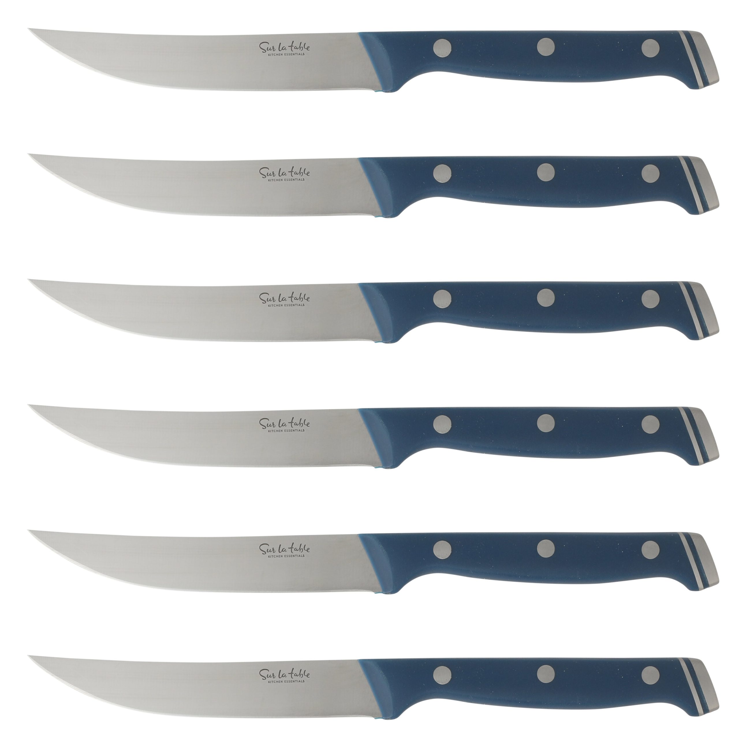 Sur La Table Kitchen Essentials 14 Piece Cutlery Set, German Steel Forged Knives, Beech Wood Block, Chef, Santoku, Bread, Steak Knives, Shears & Sharpener - Blue - Image 2