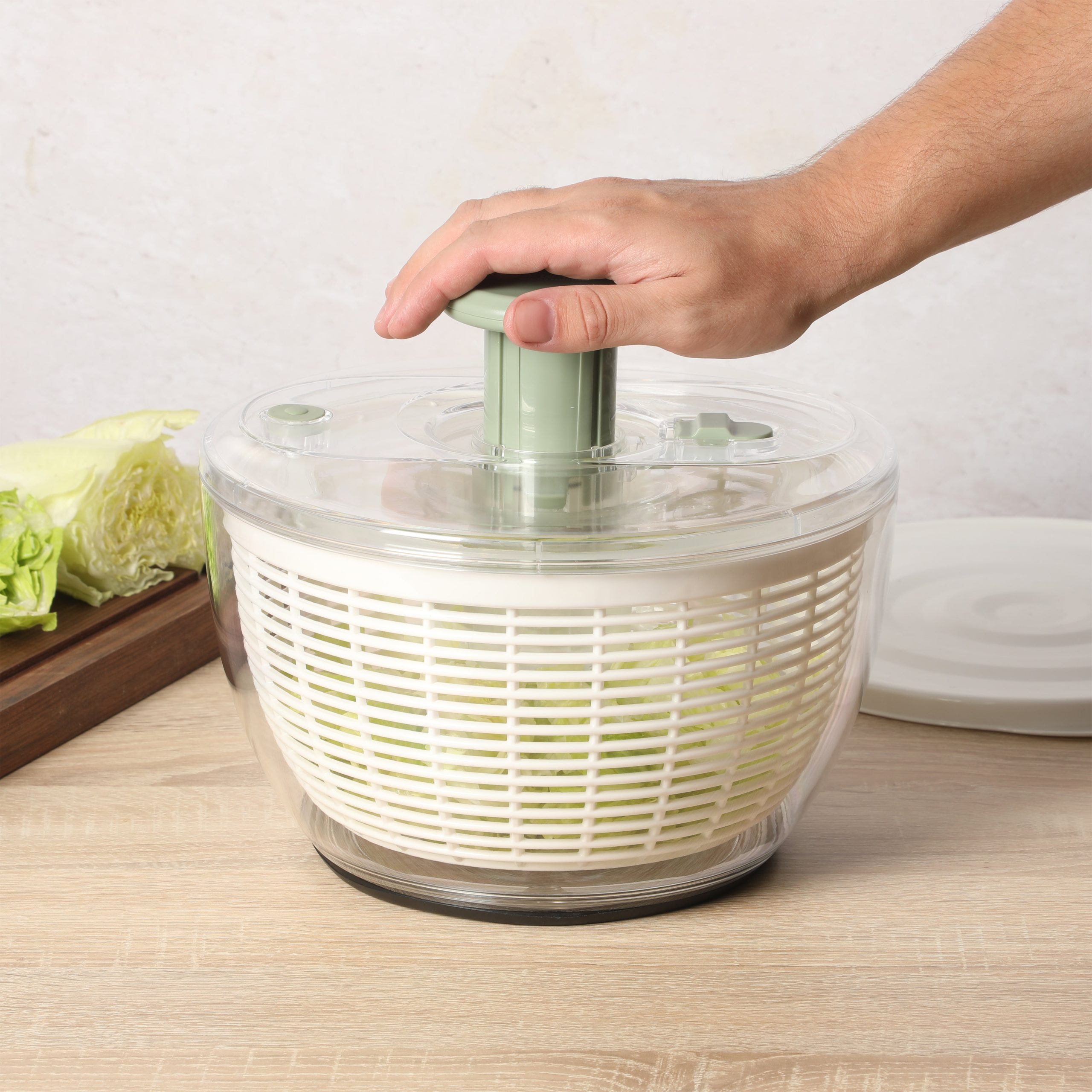 Sur La Table Kitchen Essential 6.3 Qt Salad Spinner, Fruit Washer, Fruit Washing Bowl with Strainer, Vegetable Cleaner, Salad Cleaner, Lettuce Washer - Image 14