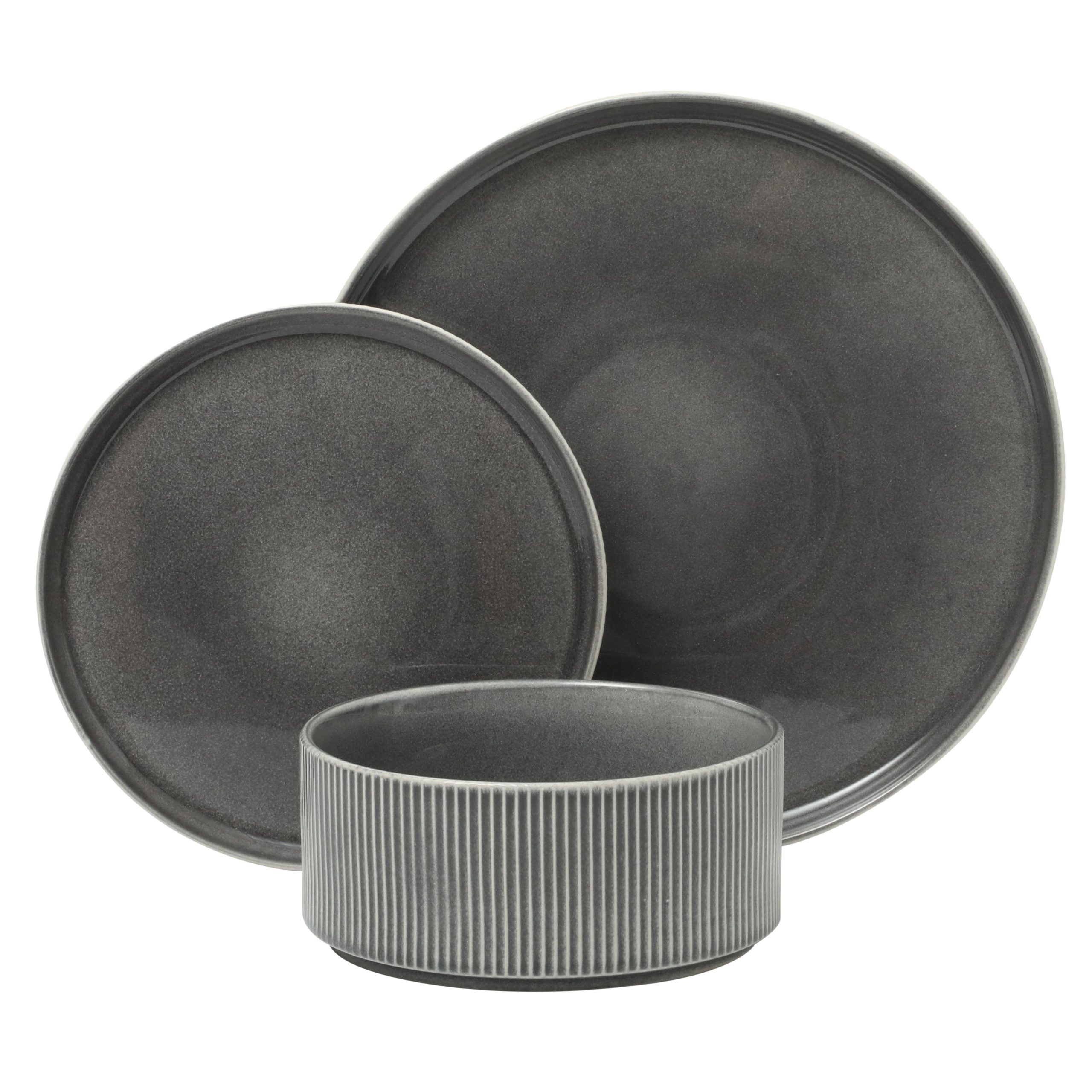 Gibson Elite Solana Coast 12 Piece Stoneware Reactive Glaze (Service for 4) Ceramic Plates and Bowls Modern Shape Embossed Dinnerware Set - Image 6