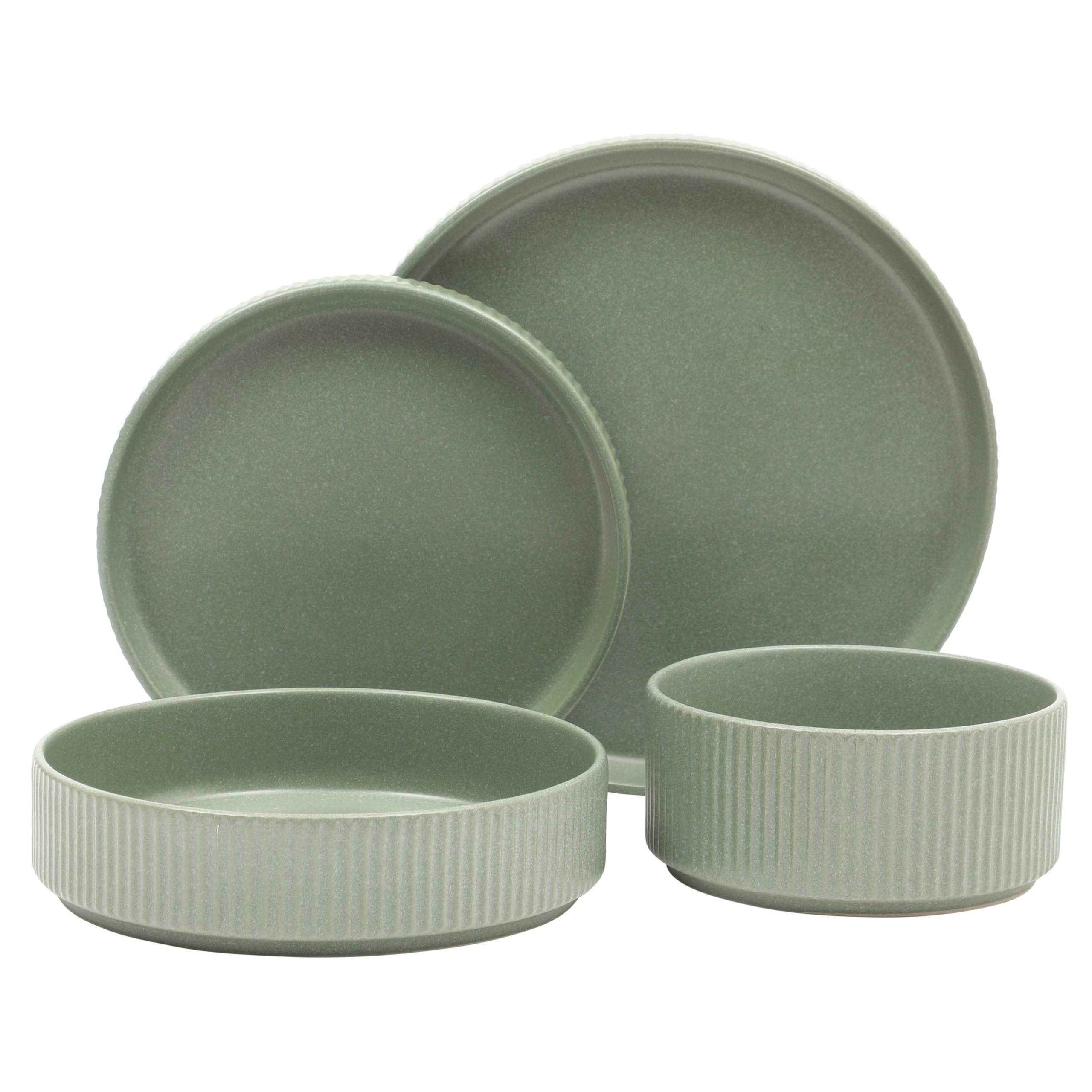 Gibson Elite Deerfield 16-Piece Stoneware Dinnerware Set – Stackable Plates and Bowls, Reactive Glaze Finish, Service for 4 – Microwave & Dishwasher Safe - Image 15