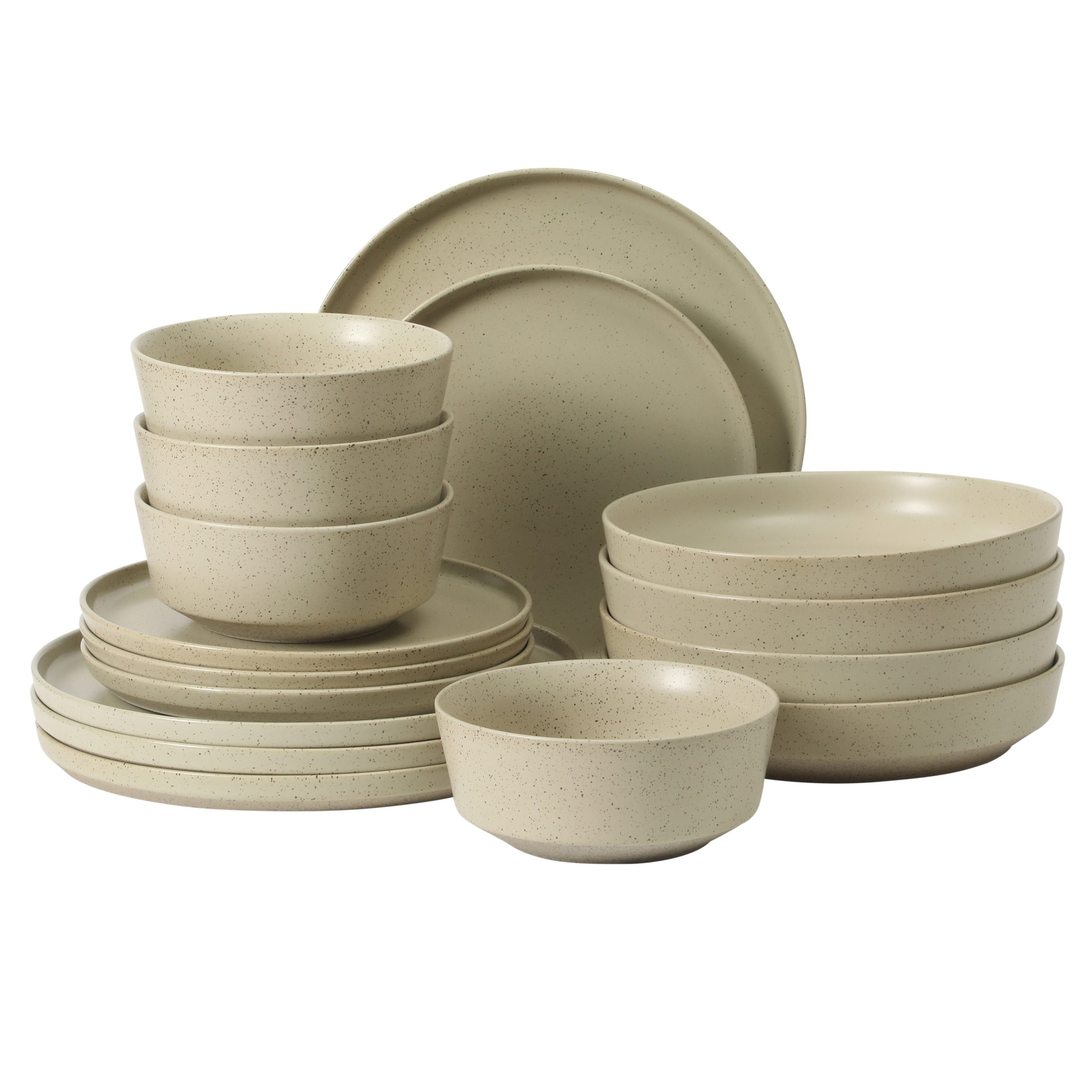 Gibson Elite Overbrook 16-Piece Pottery Clay Stoneware Dinnerware Set –  Reactive Glaze, Stackable Plates and Bowls w/ Pasta Bowl, Service for 4 – Microwave & Dishwasher Safe - Image 8