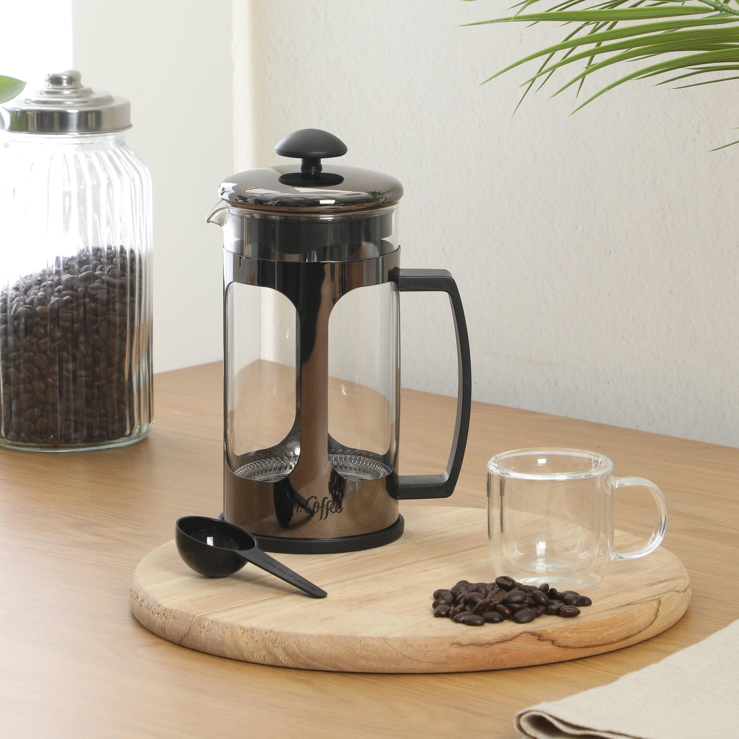 Mr. Coffee Daily Brew French Press Coffee Maker, 30 oz Glass Carafe with High Heat Resistant Durable Borasilicate Glass & Metal Frame and Plunger, Includes Coffee Scoop - Image 8