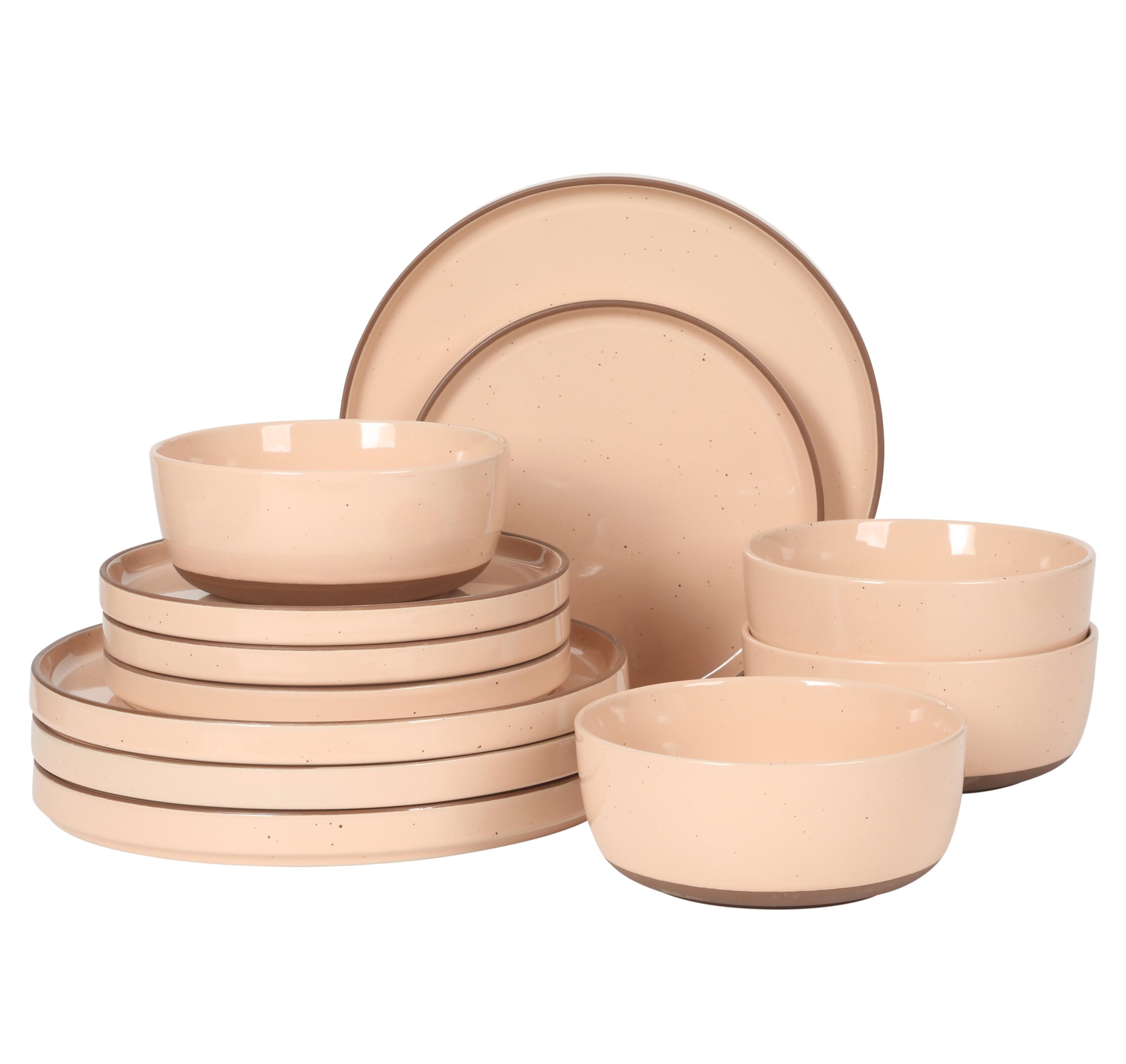 Gibson Elite Northrock Stoneware Dinnerware Set, 12-Piece Service for 4 Plates and Bowls Set – Dishes with Hand-Painted Terracotta Base - Image 15