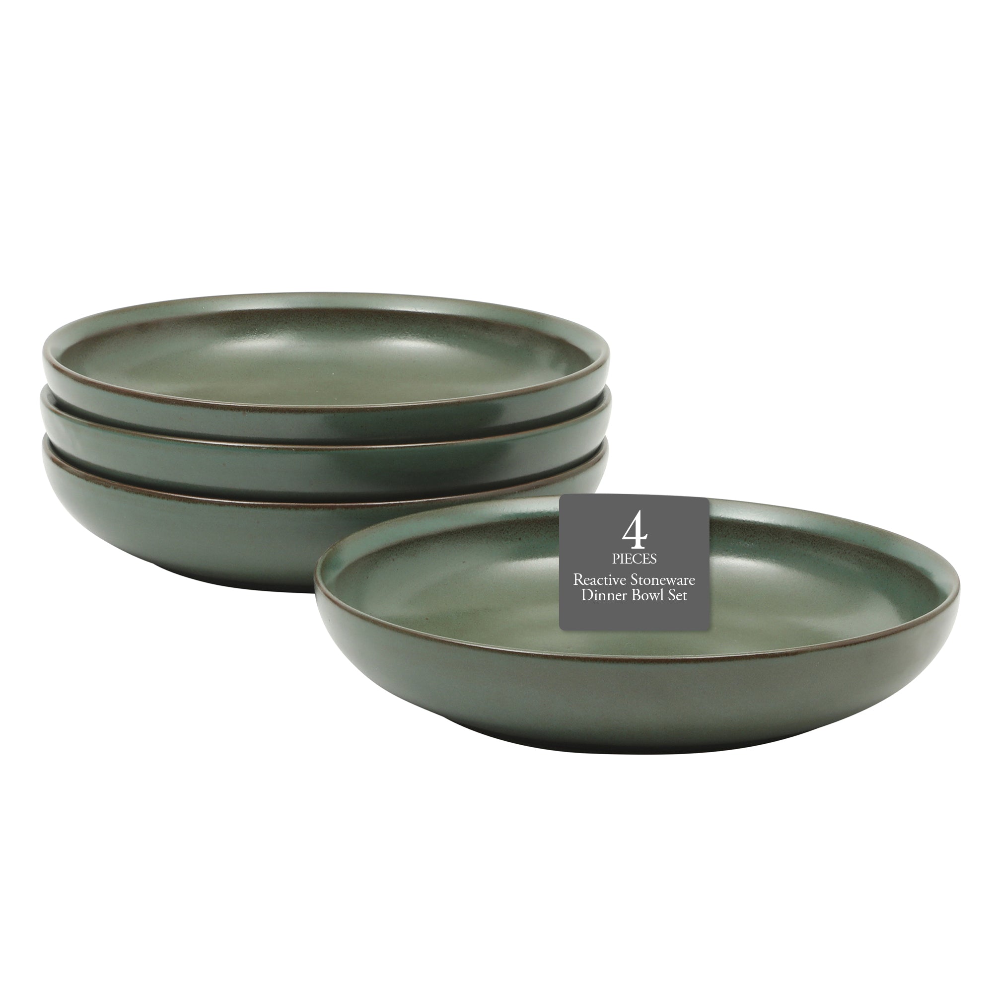 Gibson Elite Beckett 4-Piece Dinner Bowl Set – Reactive Glaze Stoneware – Shallow Pasta Bowls – Wide-Rim Round Design – Microwave & Dishwasher Safe - Image 7