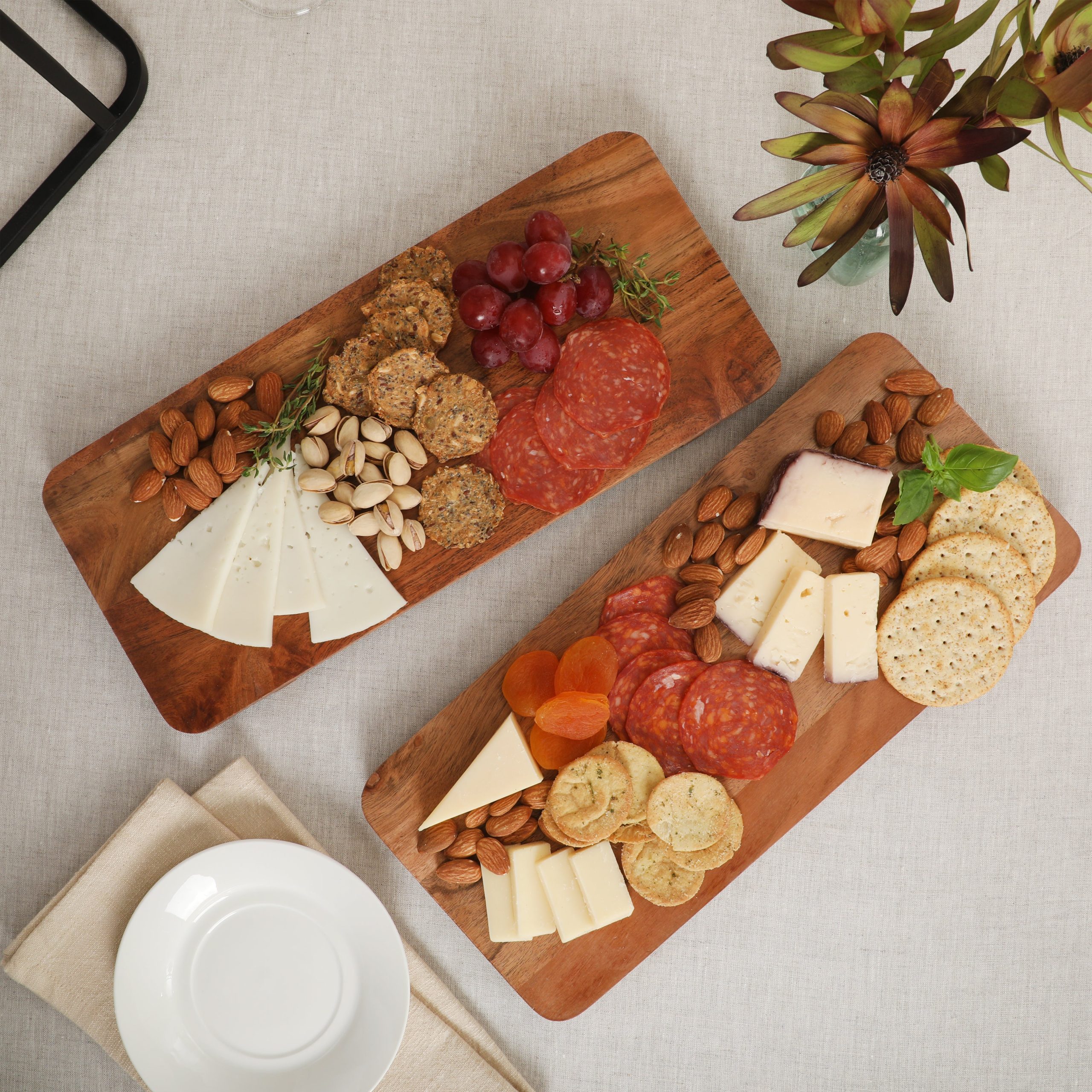 Gibson Home Gracious Dining 2-Tier Wooden Serving Tray with Metal Frame – Acacia Wood Rectangle Charcuterie Board, Cheese Platter, Dessert Display Stand for Buffet, Kitchen, Dining, or Events - Image 3