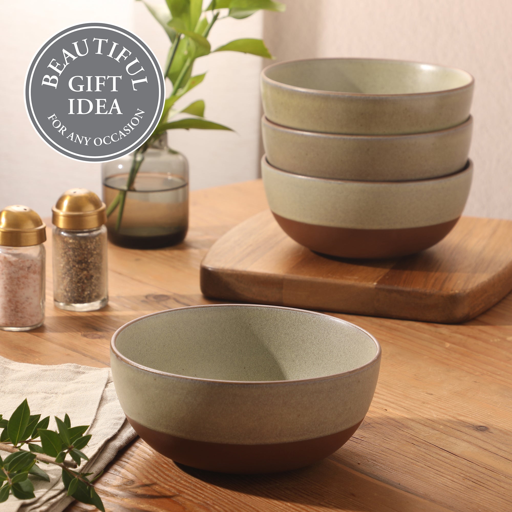 Gibson Elite William Crest 4 Piece Cereal Bowl Set, 6.25” Round Stoneware Bowls, Reactive Glaze Finish, Soup, Dessert & Snack Bowls, Microwave & Dishwasher Safe - Image 8
