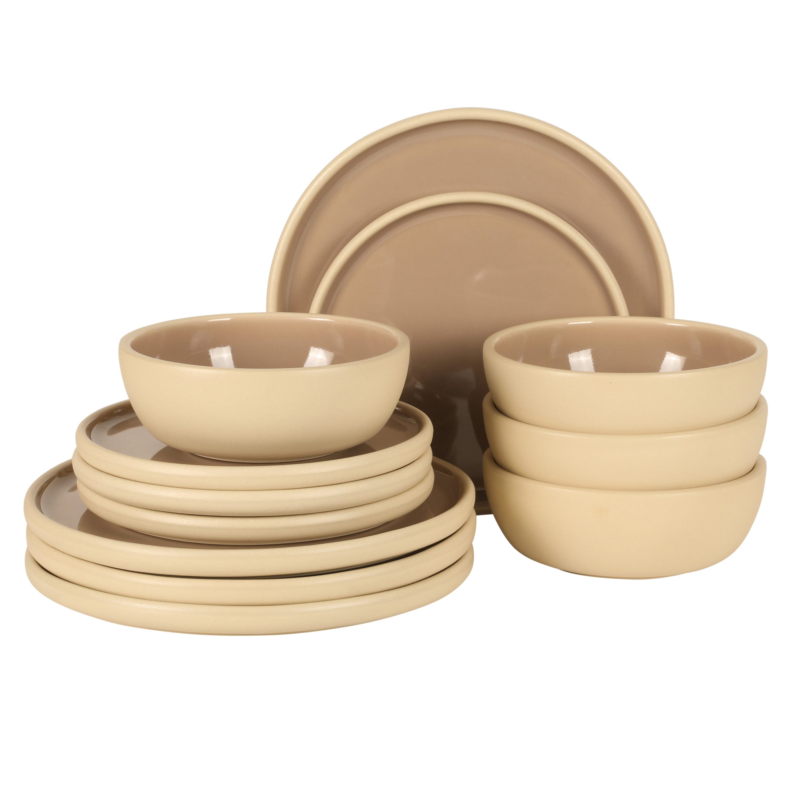 Gibson Elite - Made in Portugal - Port Gaia 12 Piece (Service for 4) Plates and Bowls Reactive Glaze Dishes Stoneware Ceramic Dinnerware Set - Image 12