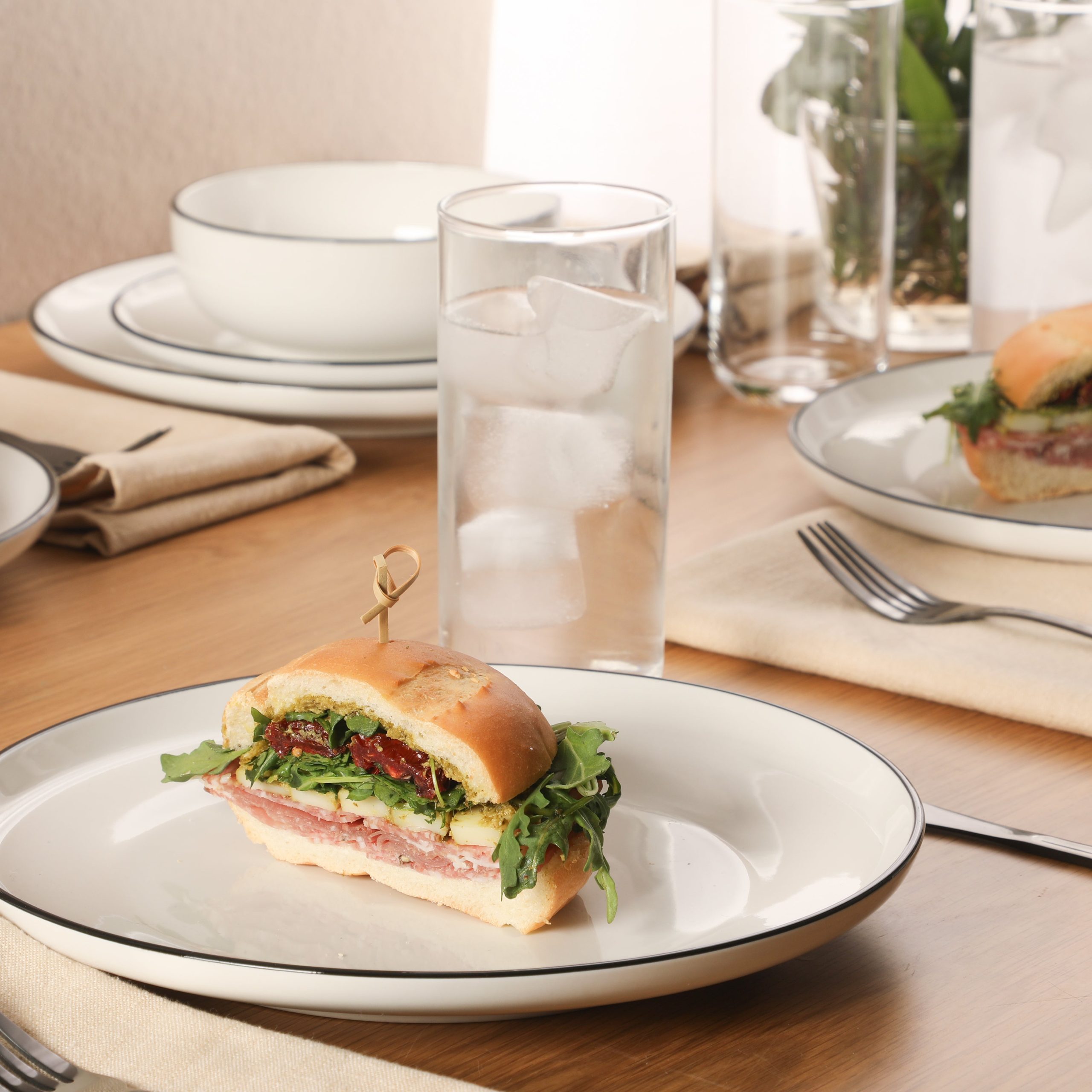 Gibson Home Havenstone 12-Piece Porcelain Dinnerware Set – Dinner Plates, Salad Plates & Bowls, Classic White With Black Rim Everyday Dish Set for Home, Kitchen, Microwave & Dishwasher Safe - Image 3