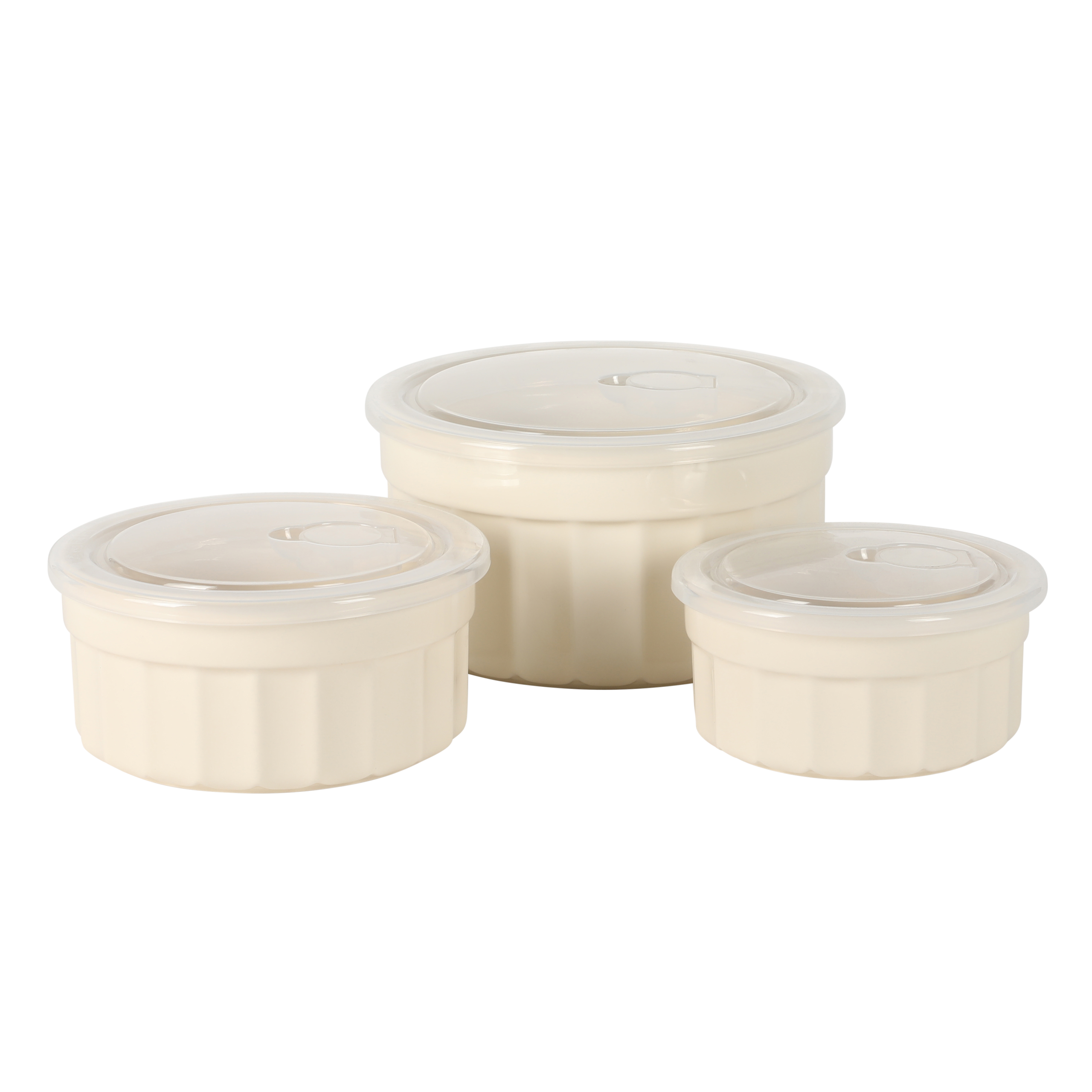 Martha Stewart Broadbrook 6 Piece Stoneware Meal Prep Container Set with Lids, Rectangular/Round Food Storage & Bakeware, Cream, Oven, Microwave & Dishwasher Safe - Image 9