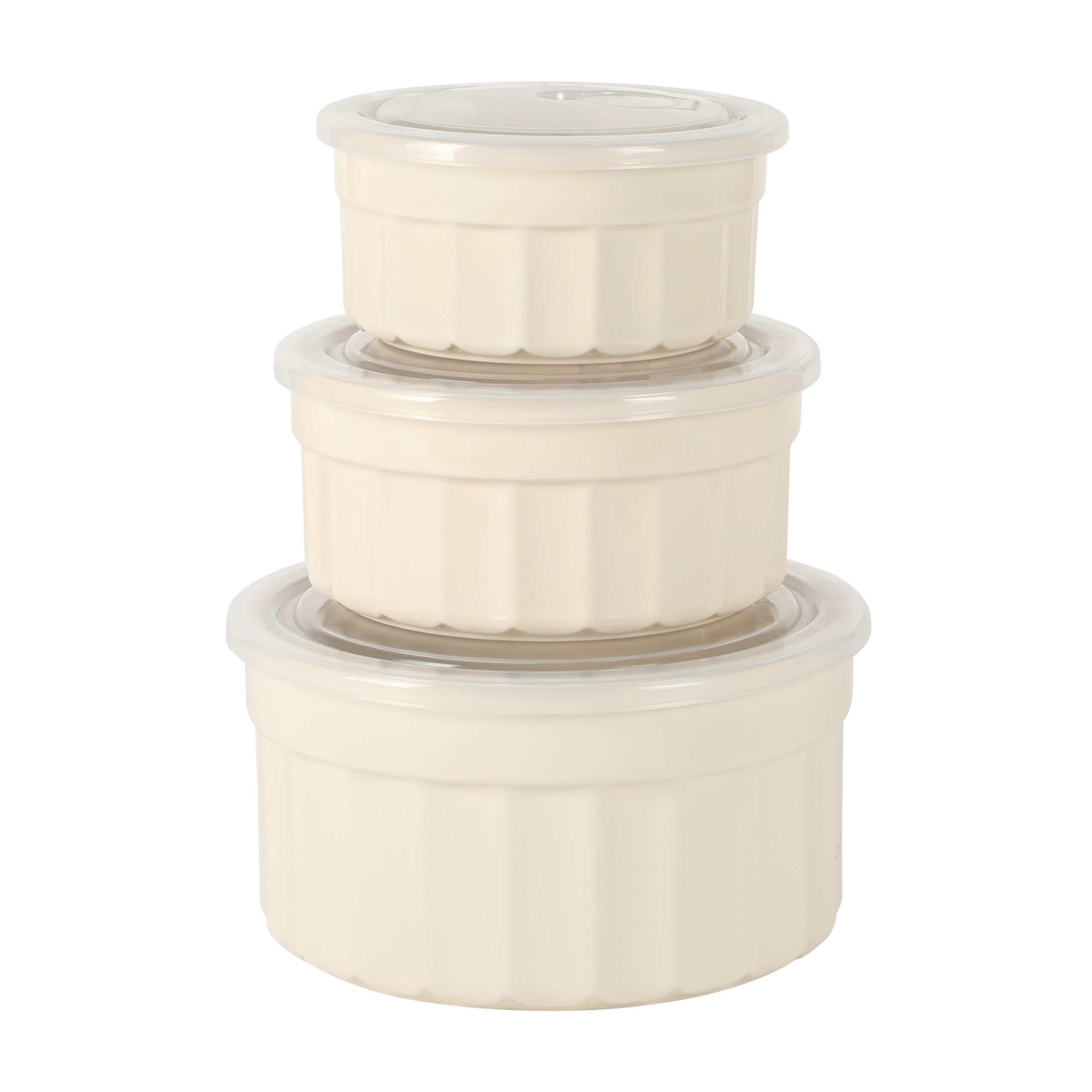 Martha Stewart Broadbrook 6 Piece Stoneware Meal Prep Container Set with Lids, Rectangular/Round Food Storage & Bakeware, Cream, Oven, Microwave & Dishwasher Safe - Image 13