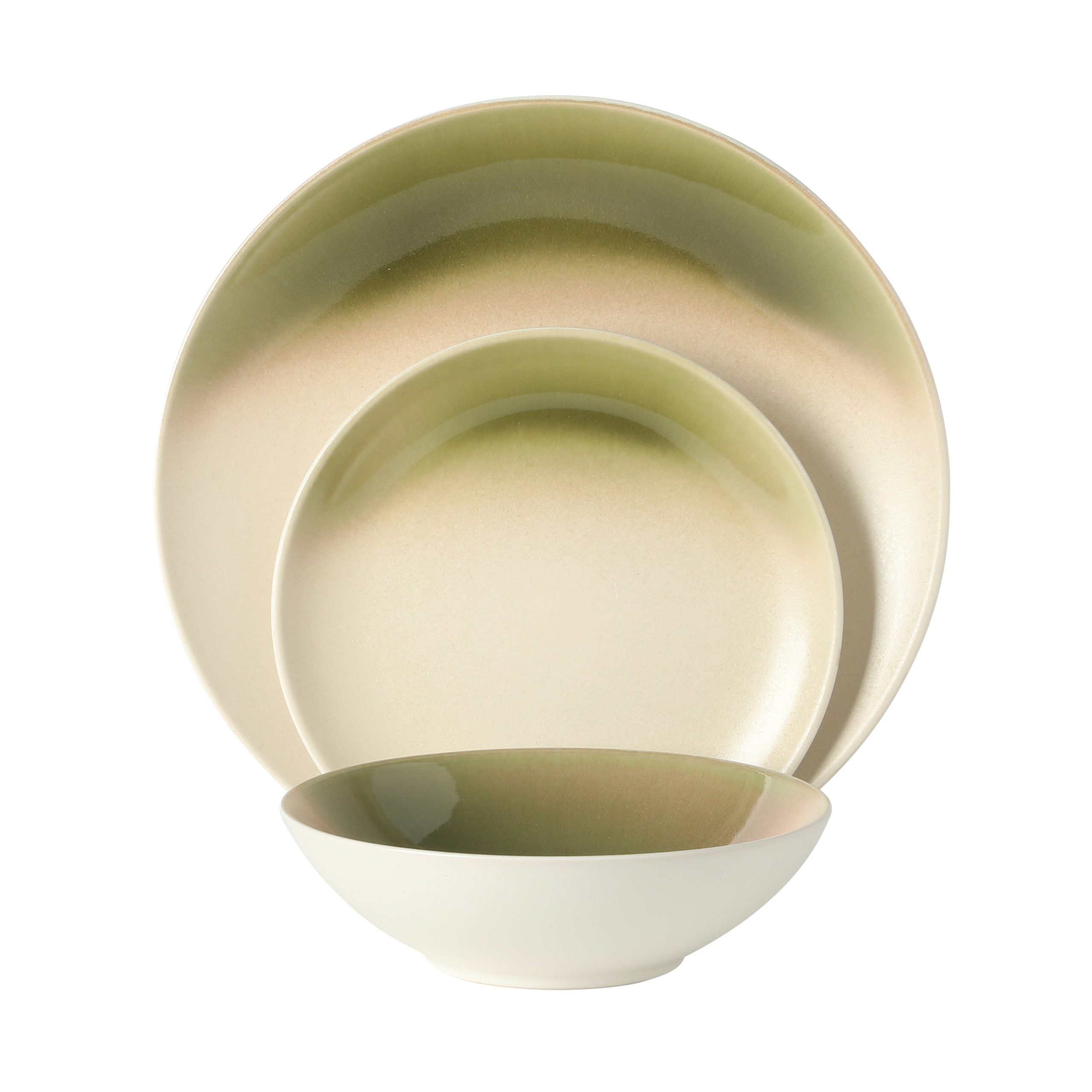 Gibson Elite Crescenton Plates and Bowls Sets, 12-Piece Stoneware Dinnerware Sets, Round Reactive Glaze Dish Set, Service for 4 - Image 11