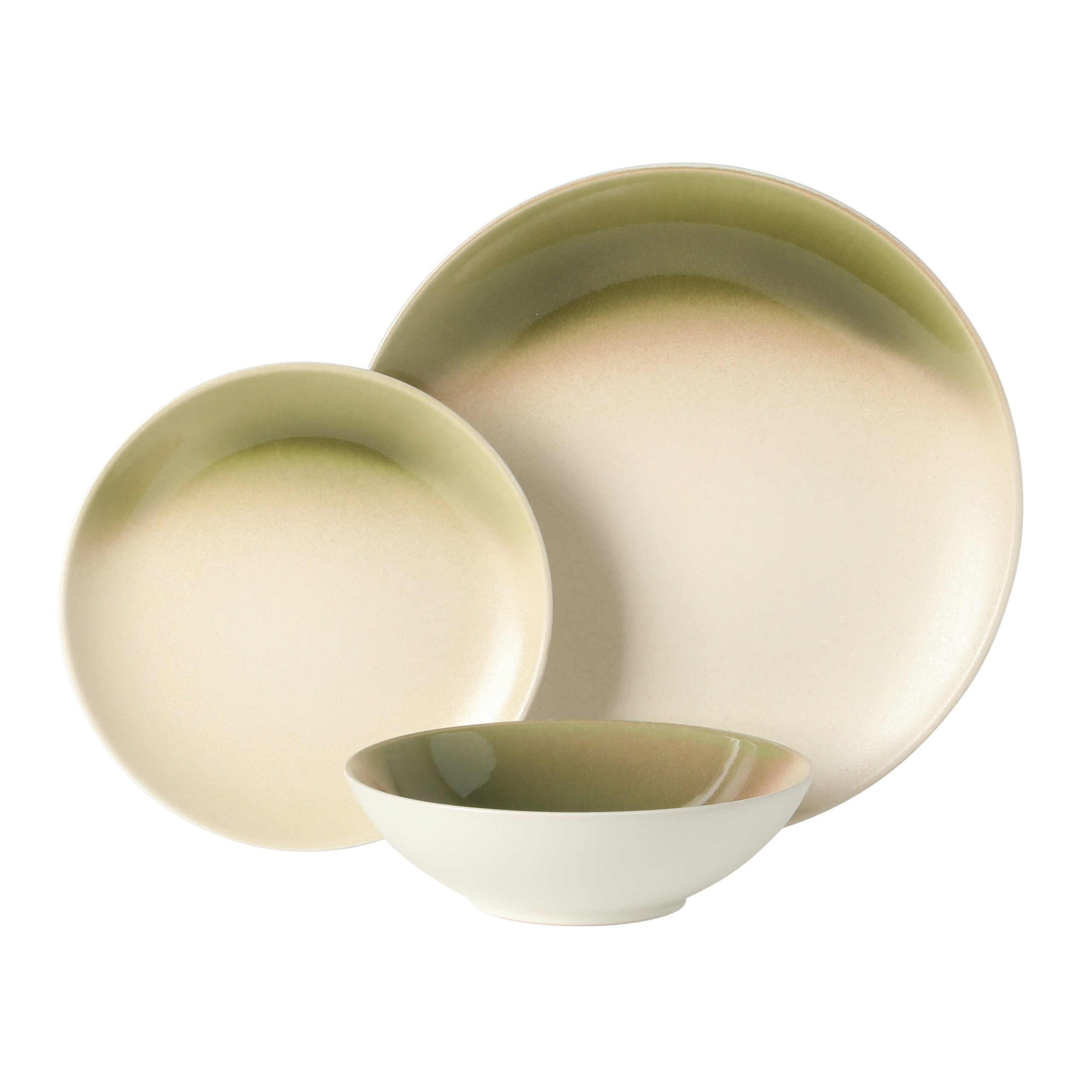 Gibson Elite Crescenton Plates and Bowls Sets, 12-Piece Stoneware Dinnerware Sets, Round Reactive Glaze Dish Set, Service for 4 - Image 9