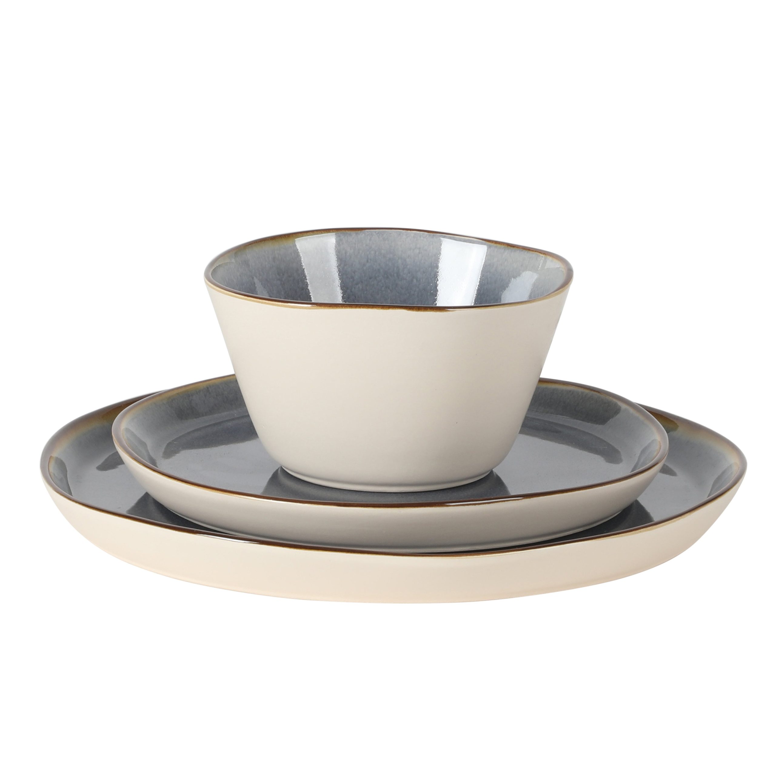 Gibson Elite Algeria River Plates and Bowls Sets, 12-Piece Stoneware Dinnerware Sets, Reactive Glaze Dish Set - Image 6