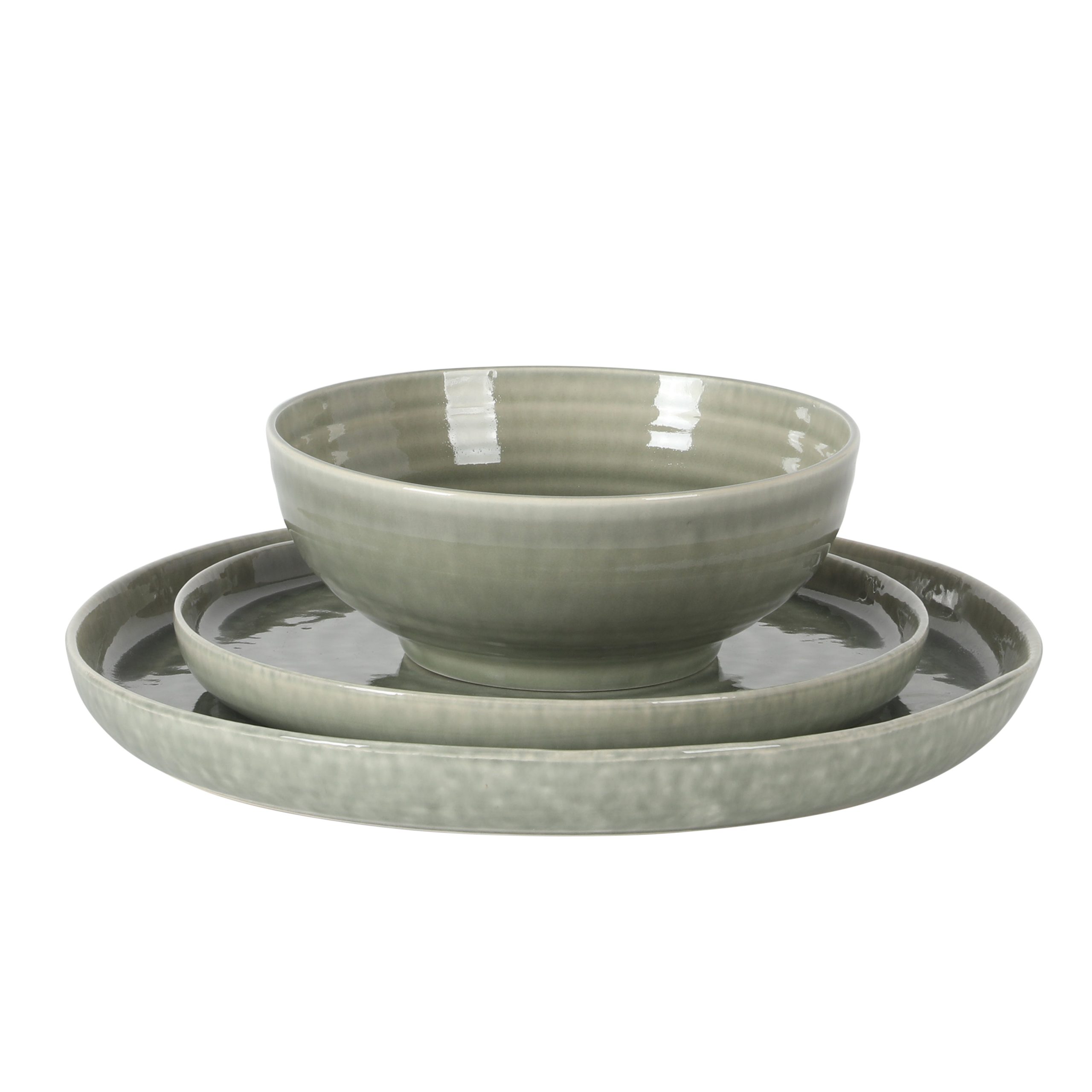 Gibson Elite Eclipse Swirls Plates and Bowls Sets, 12-Piece Stoneware Dinnerware Sets, Reactive Glaze Dish Set - Image 12