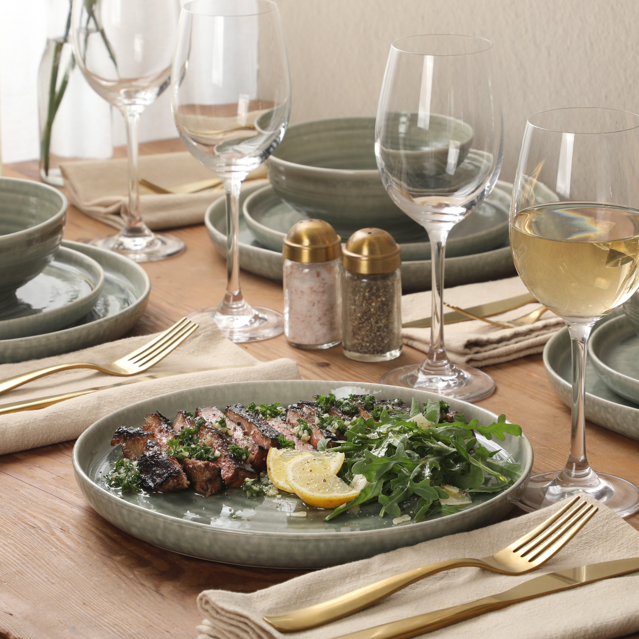 Gibson Elite Eclipse Swirls Plates and Bowls Sets, 12-Piece Stoneware Dinnerware Sets, Reactive Glaze Dish Set - Image 3