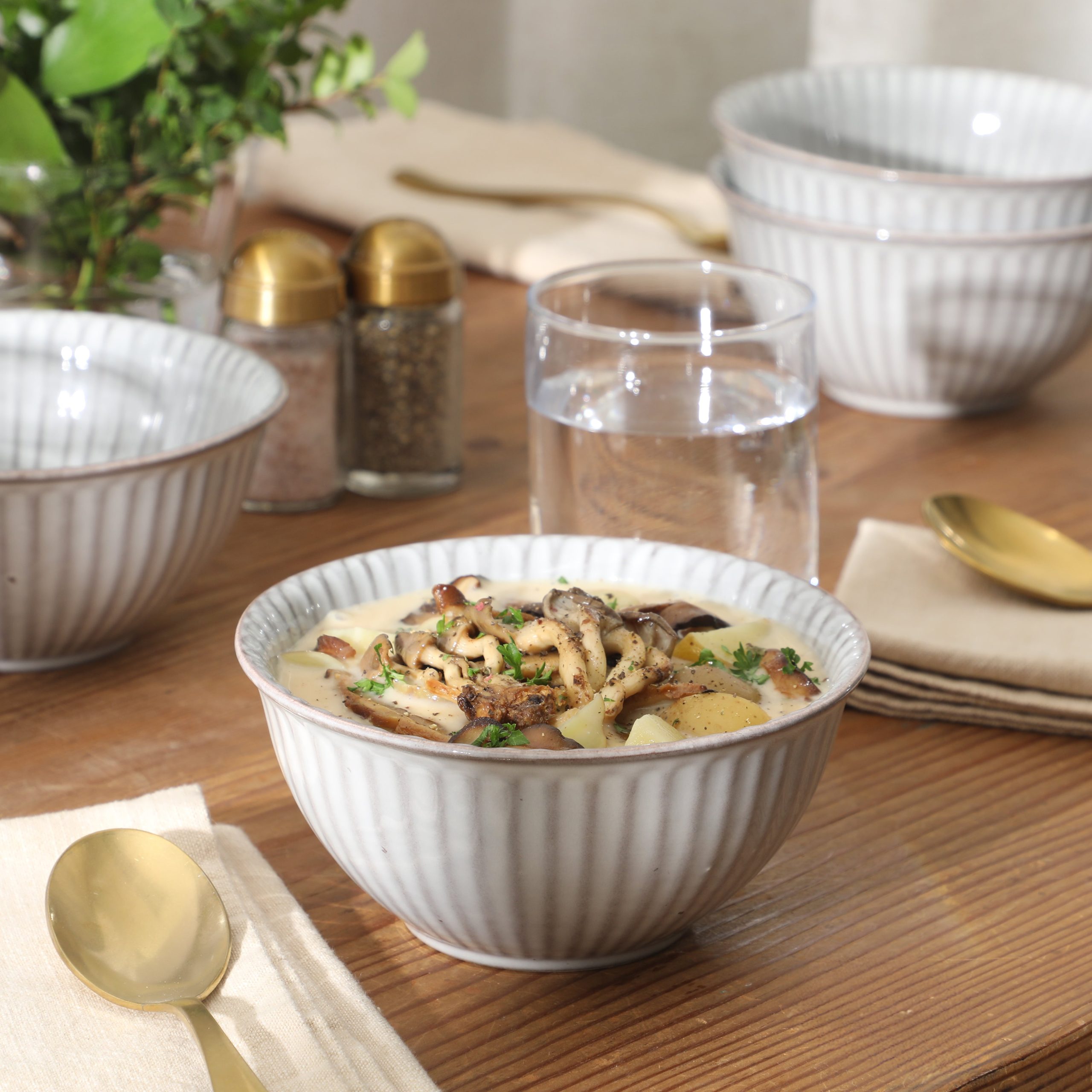 Gibson Elite Cereal Bowls Set of 4, 6-Inch Stoneware Soup Bowls, Reactive Glaze Ribbed Bowl Set - Image 7