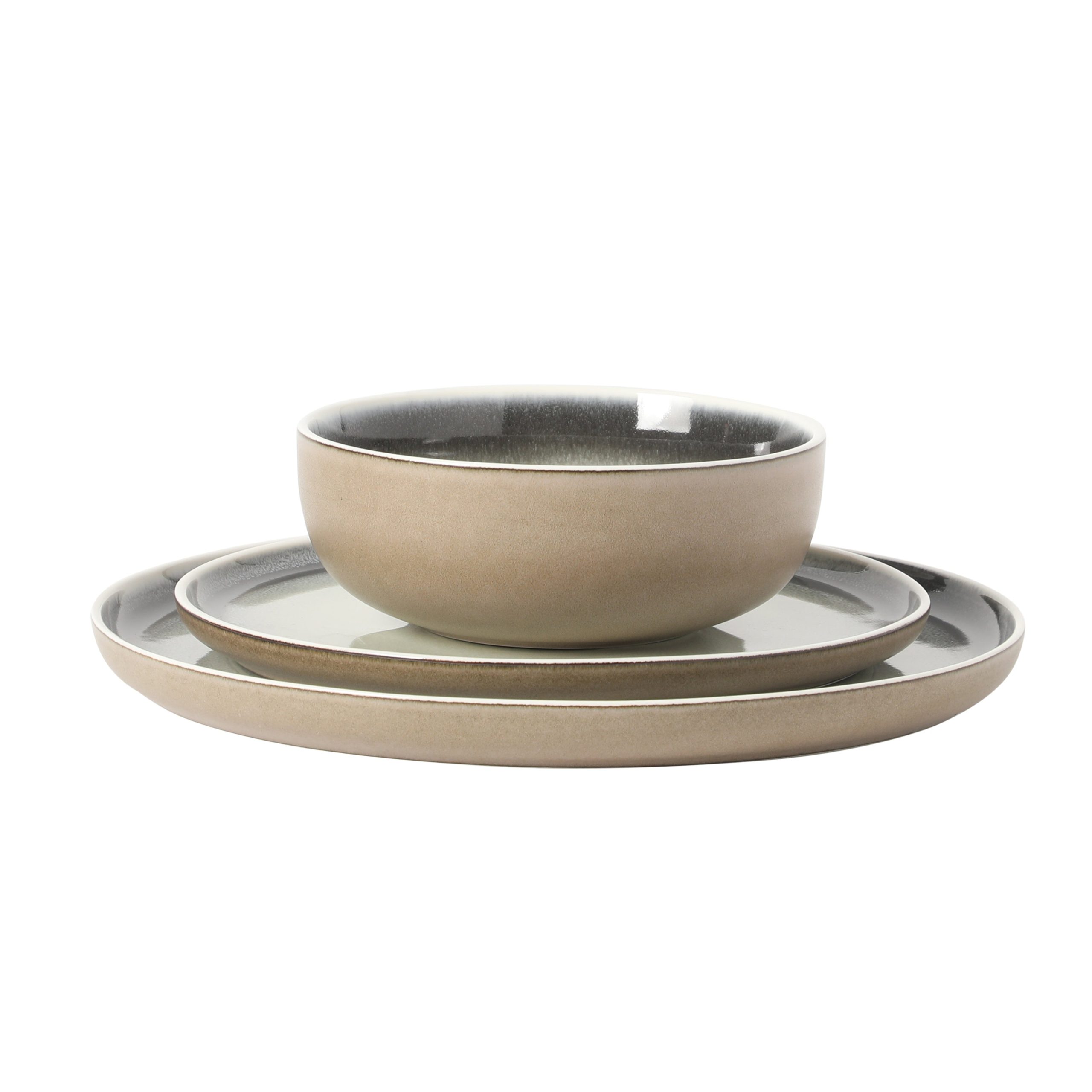 Gibson Elite Island Bay 12-Piece New Bone China Dinnerware Set Service for 4, Reactive Glaze Plates and Bowls, Dishwasher Safe - Image 14