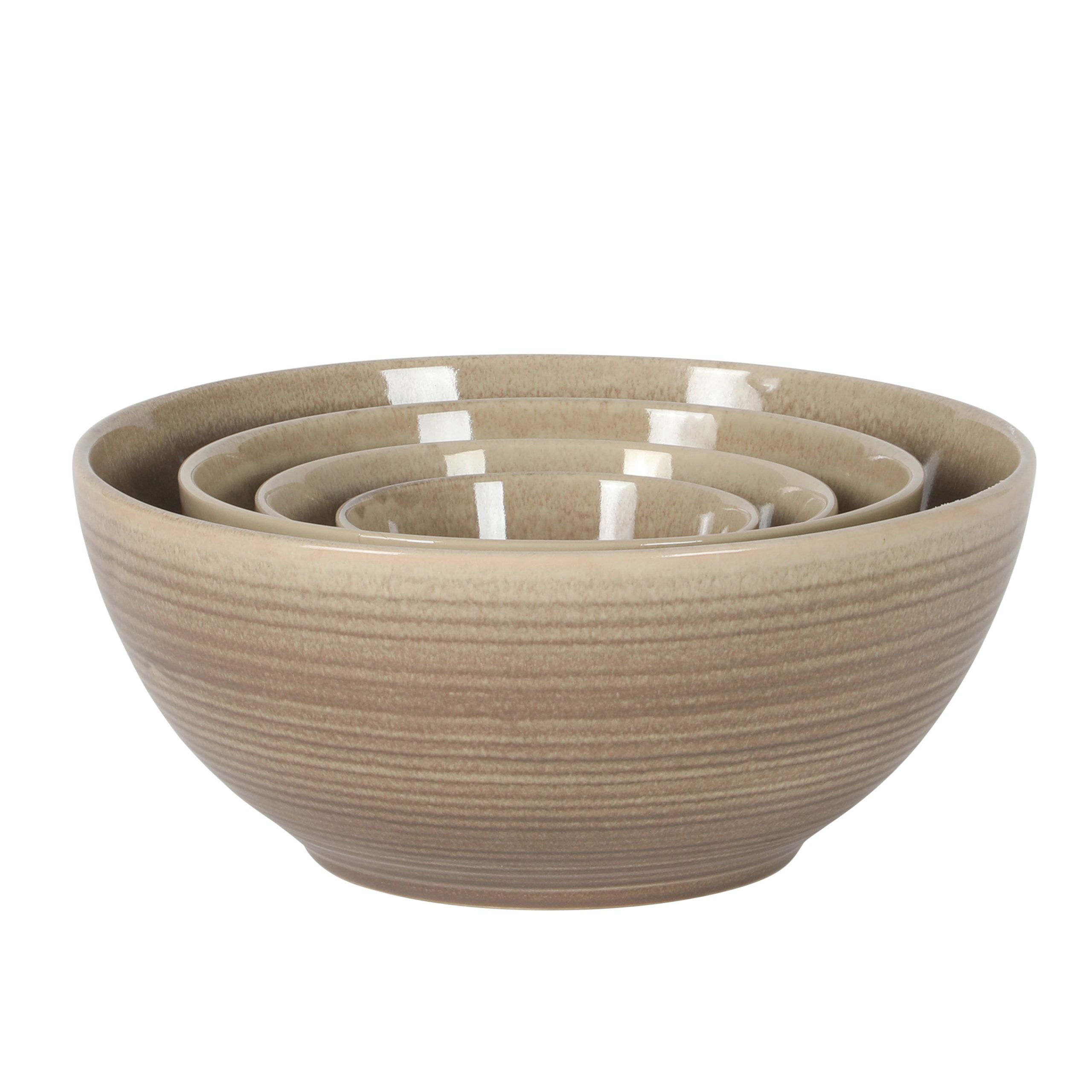 Gibson Elite Maple Grove 4-Piece Stoneware Nesting Bowl Set, Reactive Glaze Mixing and Serving Bowls, Dishwasher Safe - Image 2