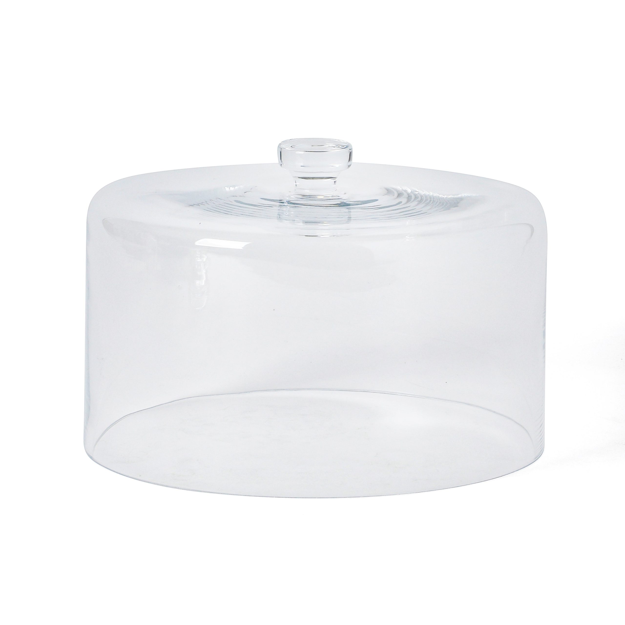 Martha Stewart Watercrest Glass Cake Stand with Dome, 10.2 Inch Clear Footed Pedestal Cake Stand with Glass Lid Cover, Handmade Glassware - Image 4