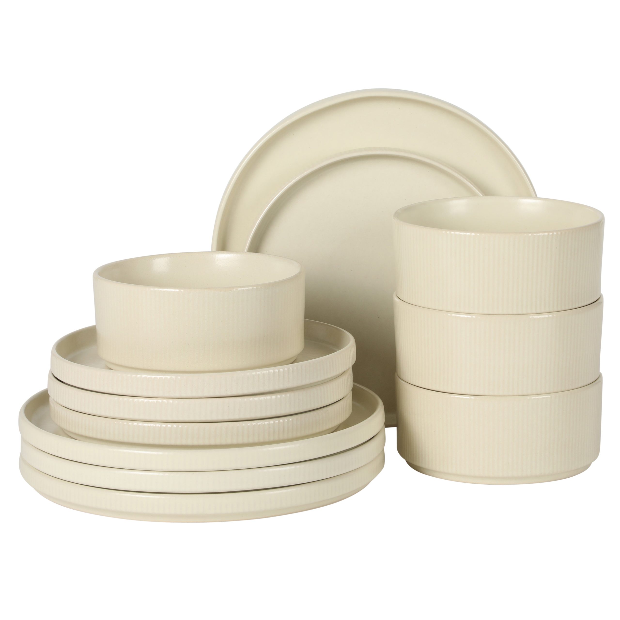 Gibson Elite Avant-Garde 12 Piece Stoneware Dinnerware Set for 4, Plates and Bowls Set with Reactive Glaze, Dinner Plates, Salad Plates, Bowls - Image 15