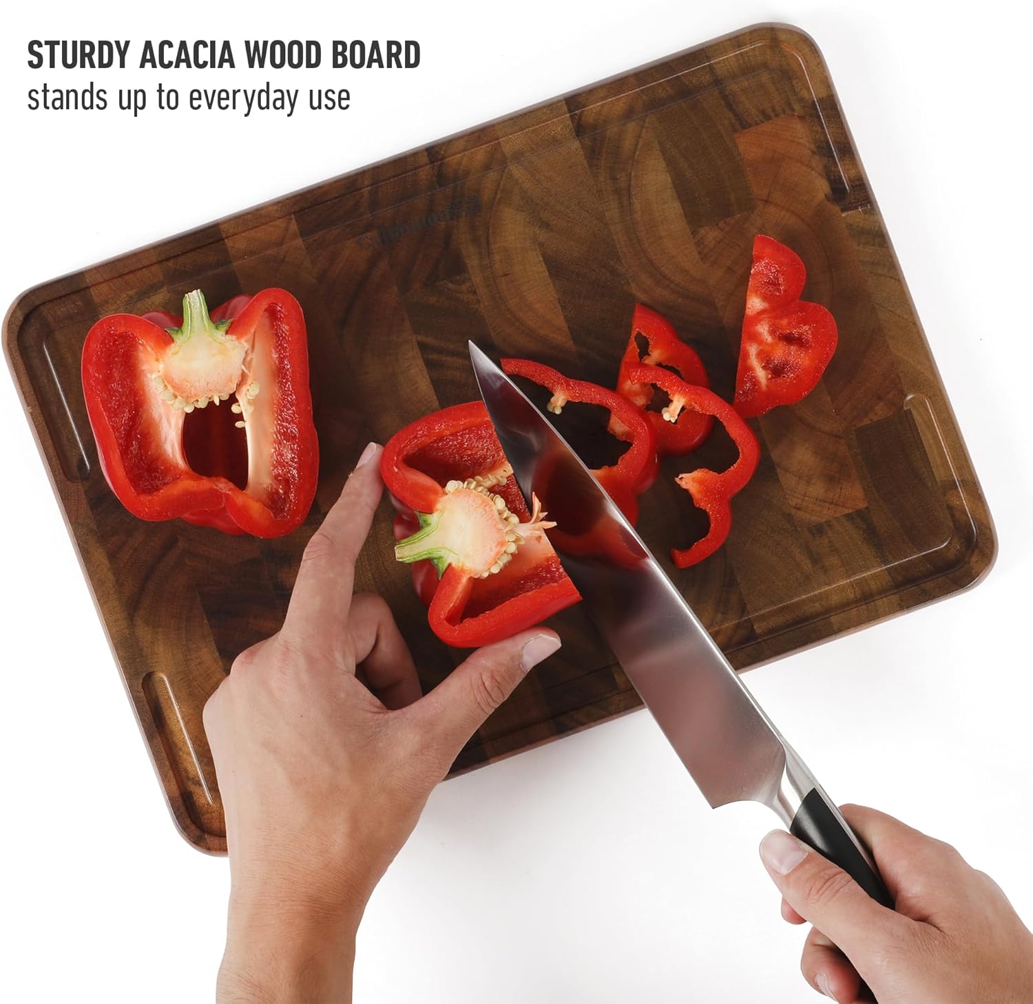 Calphalon Edge Guard End Grain Acacia Wood Cutting Board - Image 10