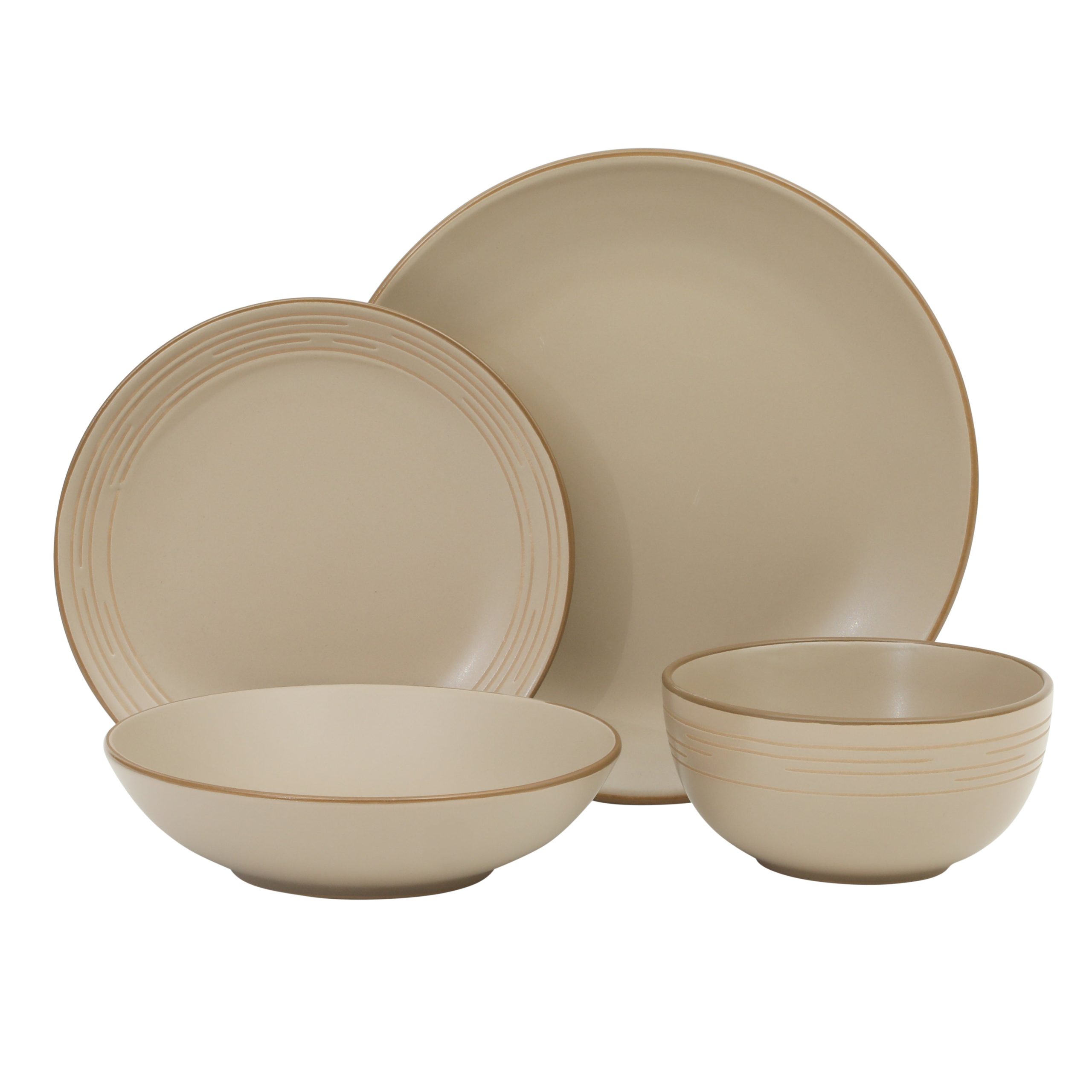 Gibson Home Chiswick House 16-Piece Stoneware Dinnerware Set, Round Plates and Bowls Set for 4, White with Wax Relief Embossed Rim Detail, Dishwasher Safe – Dinner Plate, Salad Plate & Cereal Bowl - Image 12
