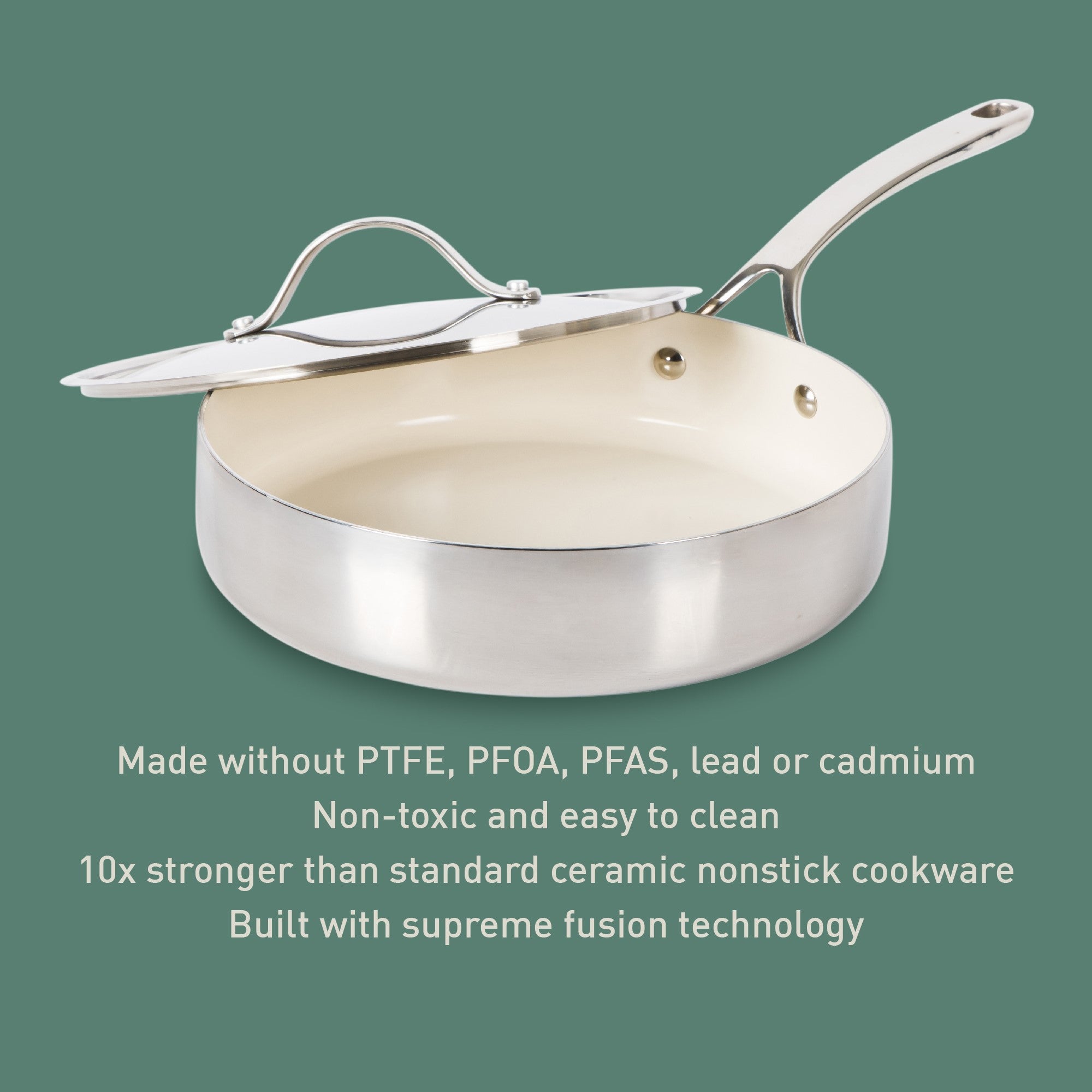 Bloomhouse 10 Inch Triply Stainless Steel Fry Pan W/ Lid W/ Non-Stick Non-Toxic Pro Ceramic Interior Frying Pan - Image 12