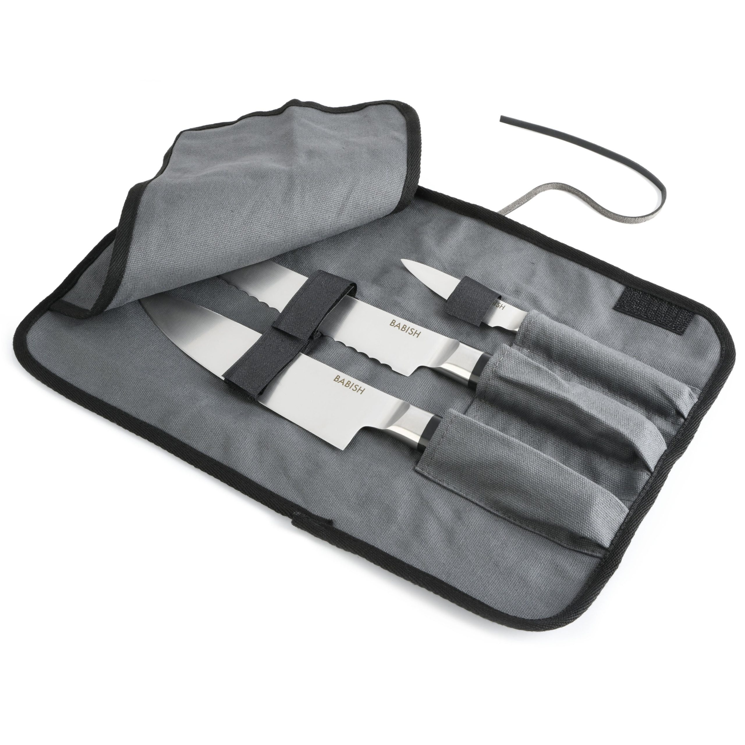 Babish High-Carbon 1.4116 German Steel 3-Piece Cutlery Set (Chef Knife, Bread Knife, & Pairing Knife) w/Knife Roll - Image 3