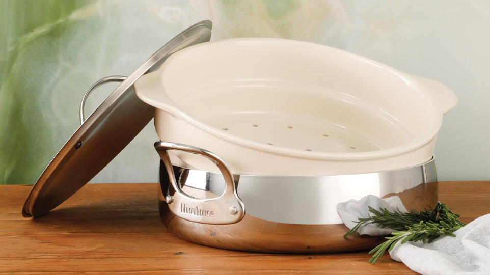 Bloomhouse 6-Quart Triply Stainless Steel Everyday Pan w/ Non-Stick Non-Toxic Ceramic Interior and Ceramic Steamer Insert - Image 3