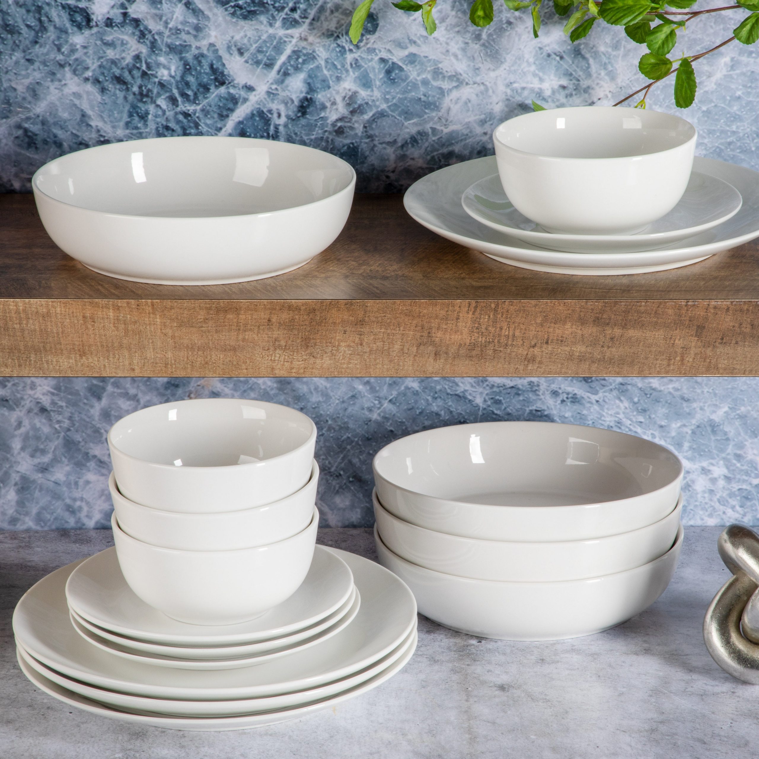 Gibson Home Gracious Dining 16-Piece Double Bowl Porcelain Dinnerware Set - Image 4