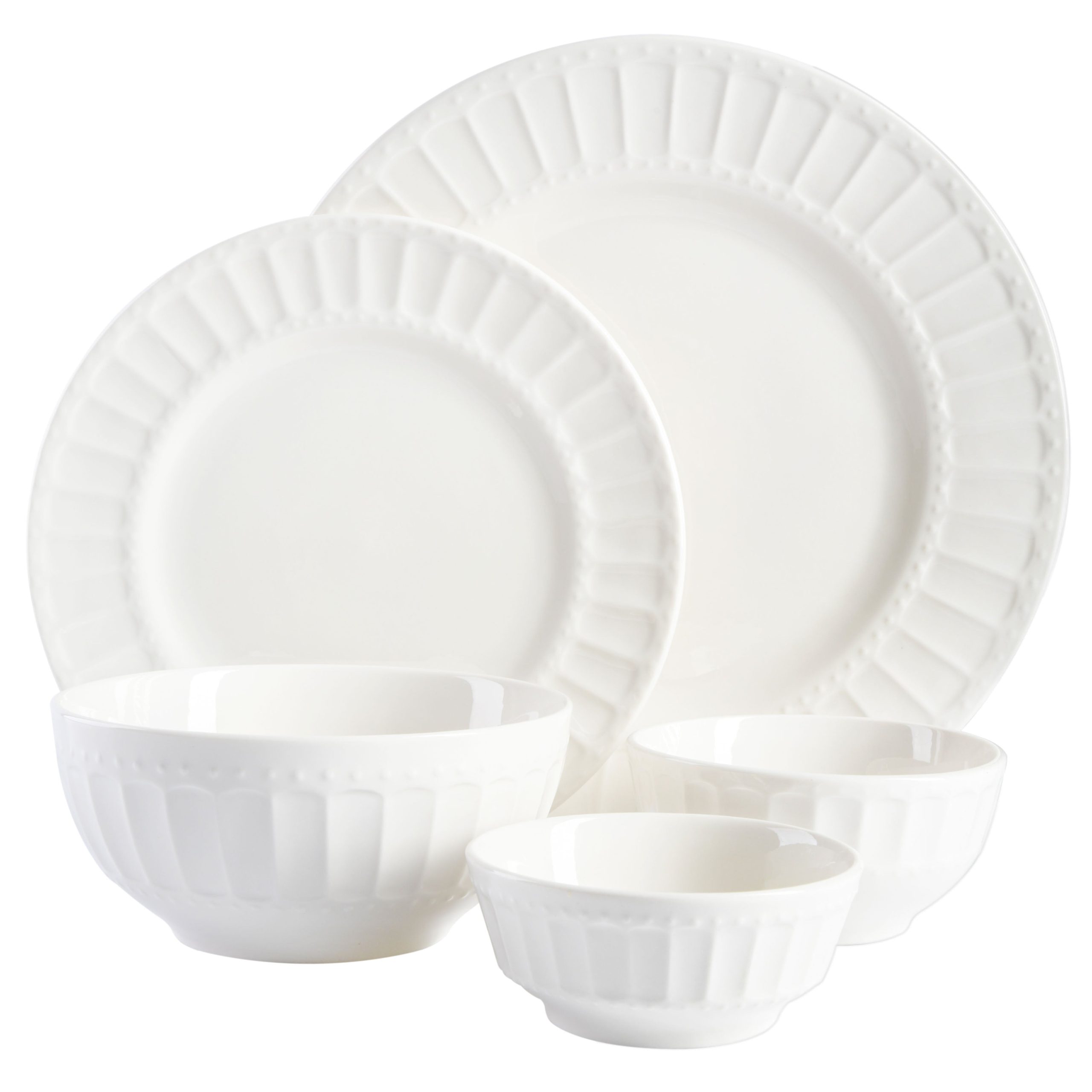 Gibson Home Gracious Dining Gourmet Expressions 40-Piece Embossed Porcelain Dinnerware Set - Image 4