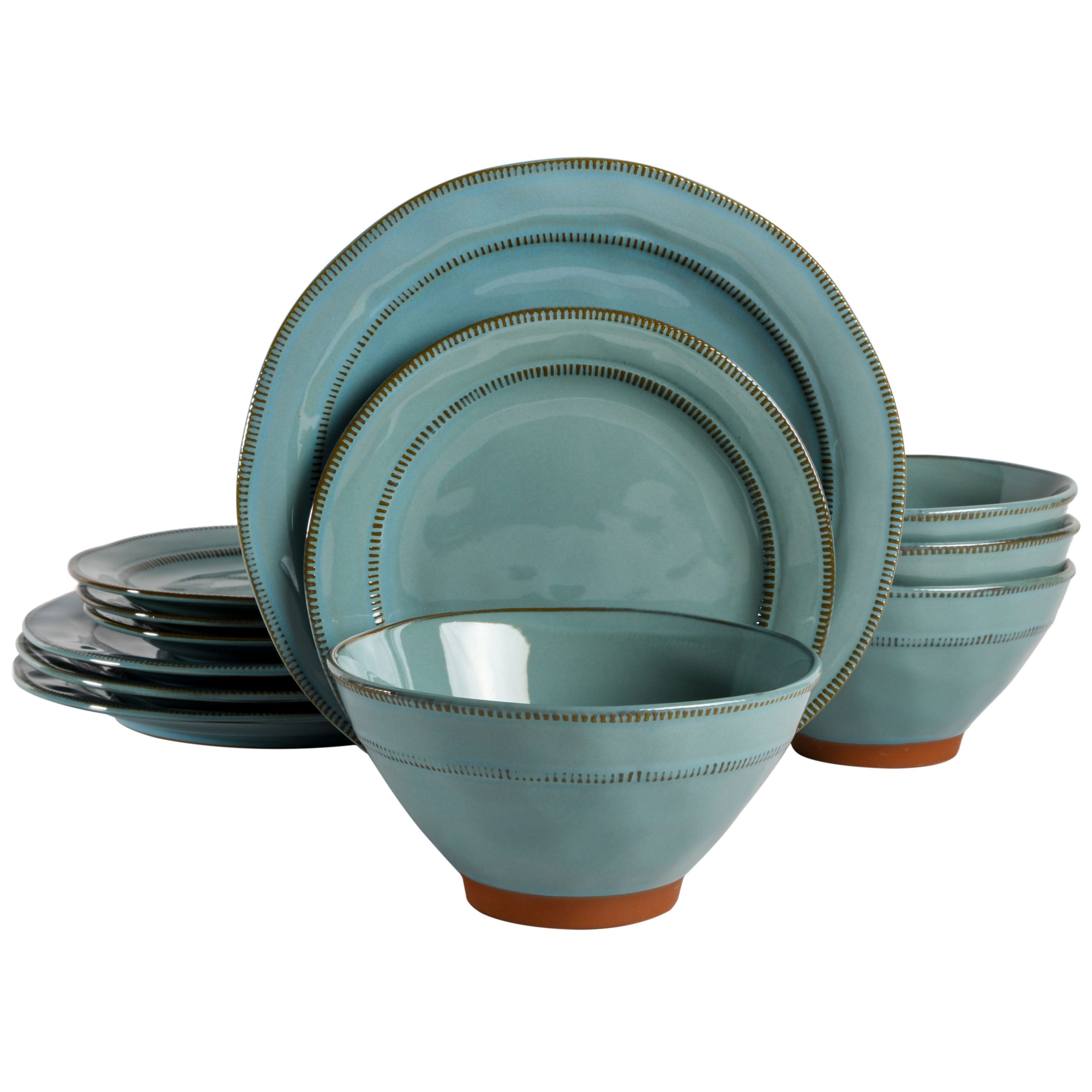 Gibson Elite Terranea 12-Piece Reactive Terracotta Dinnerware Set - Image 2