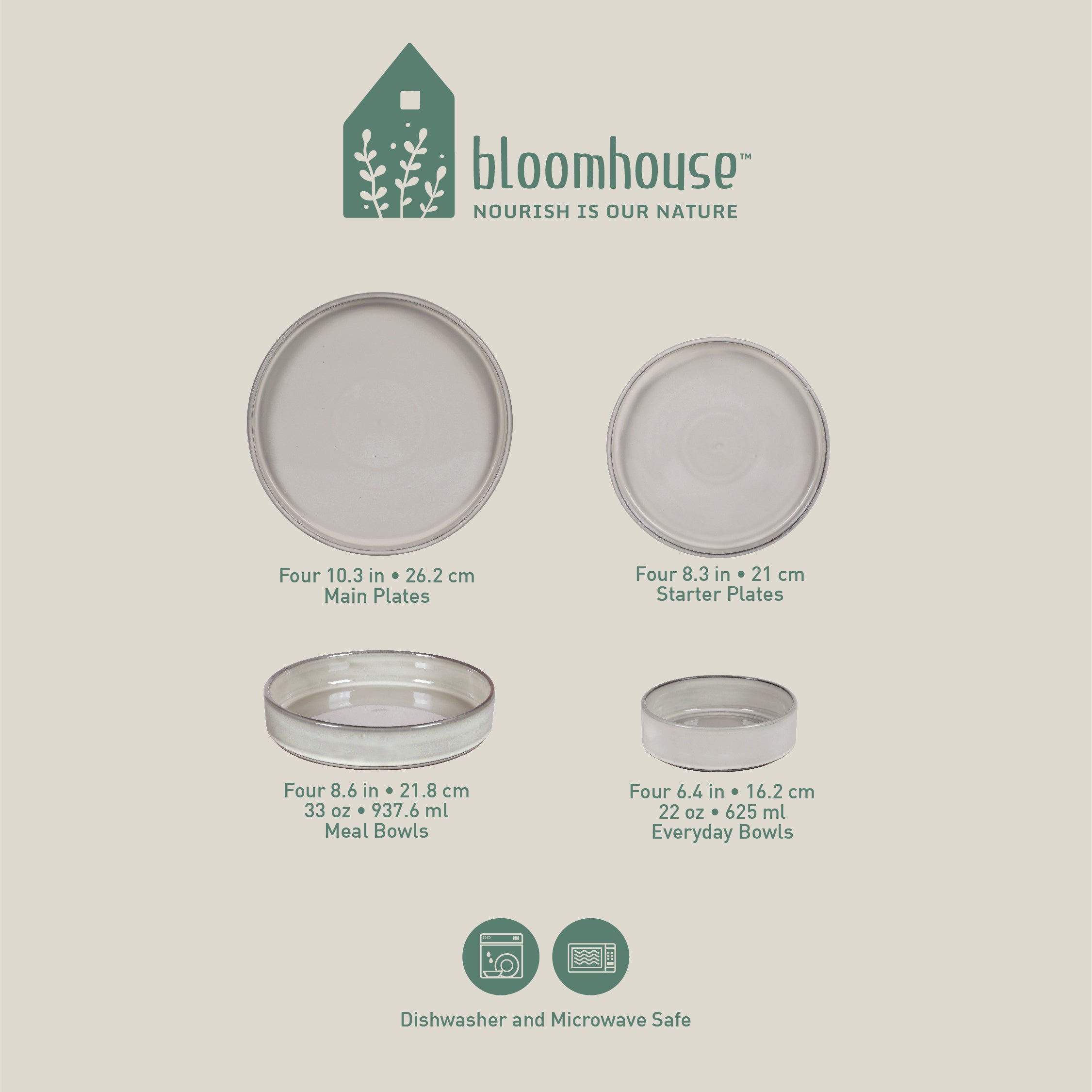 Bloomhouse Santorini Mist 16 Piece Double Bowl Terracotta Reactive Glaze Plates and Bowls Dinnerware Set - Moonstone White, Amber, Garnet Red, or Jade - Image 3